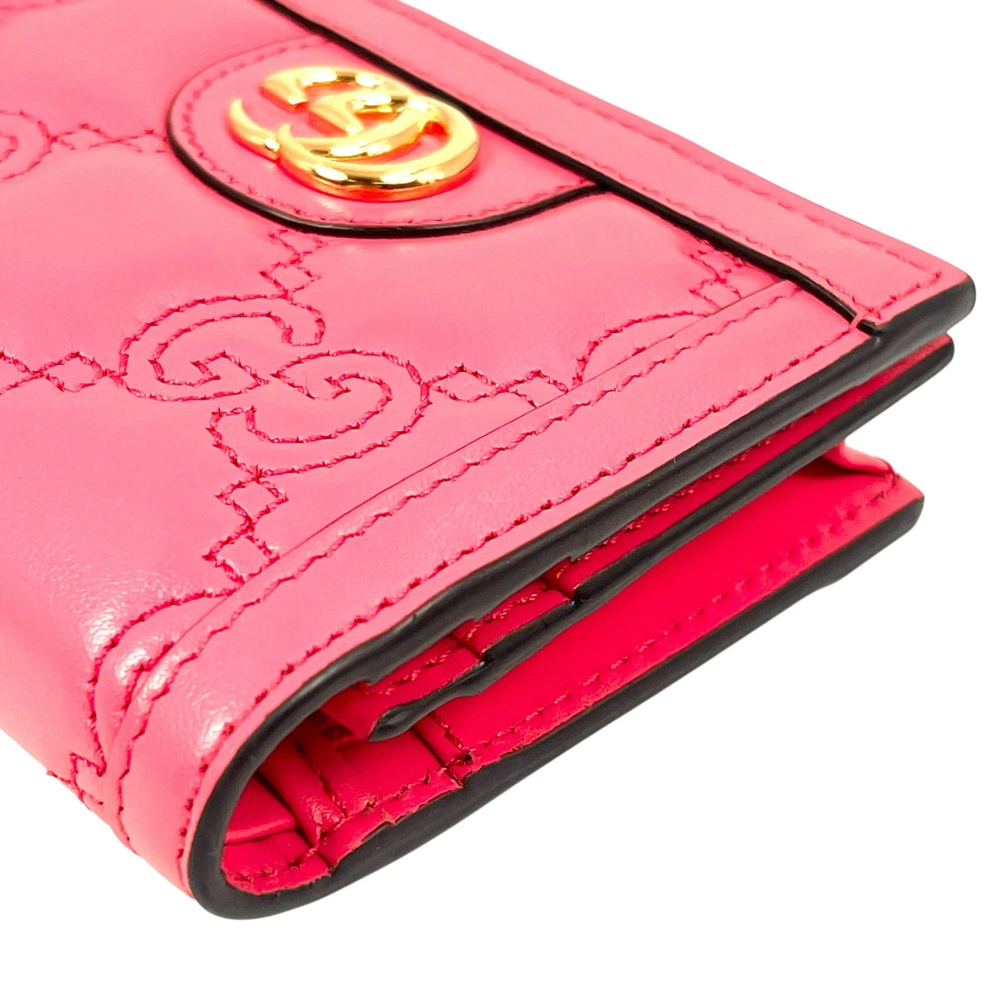 GUCCI GG Matelasse Card Case Compact Wallet - Pink