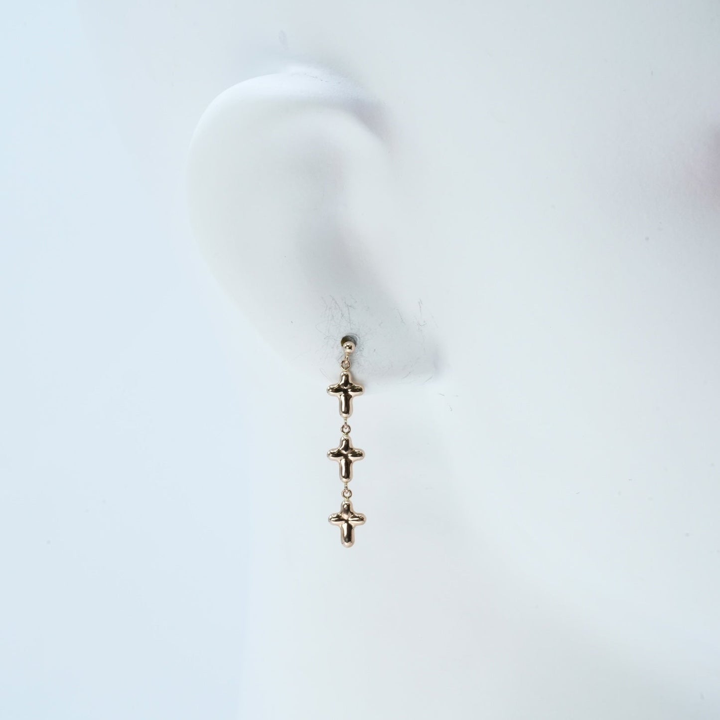 K18 Yellowgold Triple Cross Earring