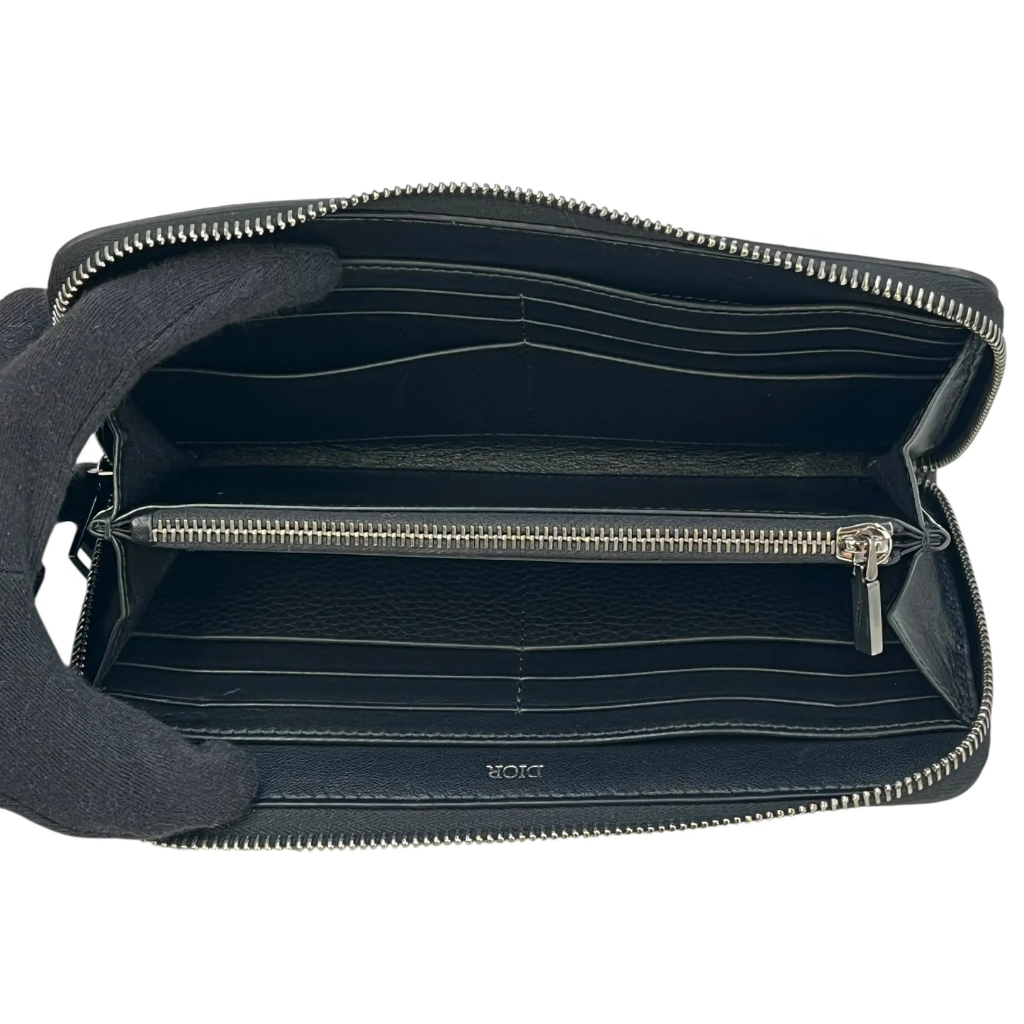 Dior CD Icon Round Zipper Long Wallet - Black
