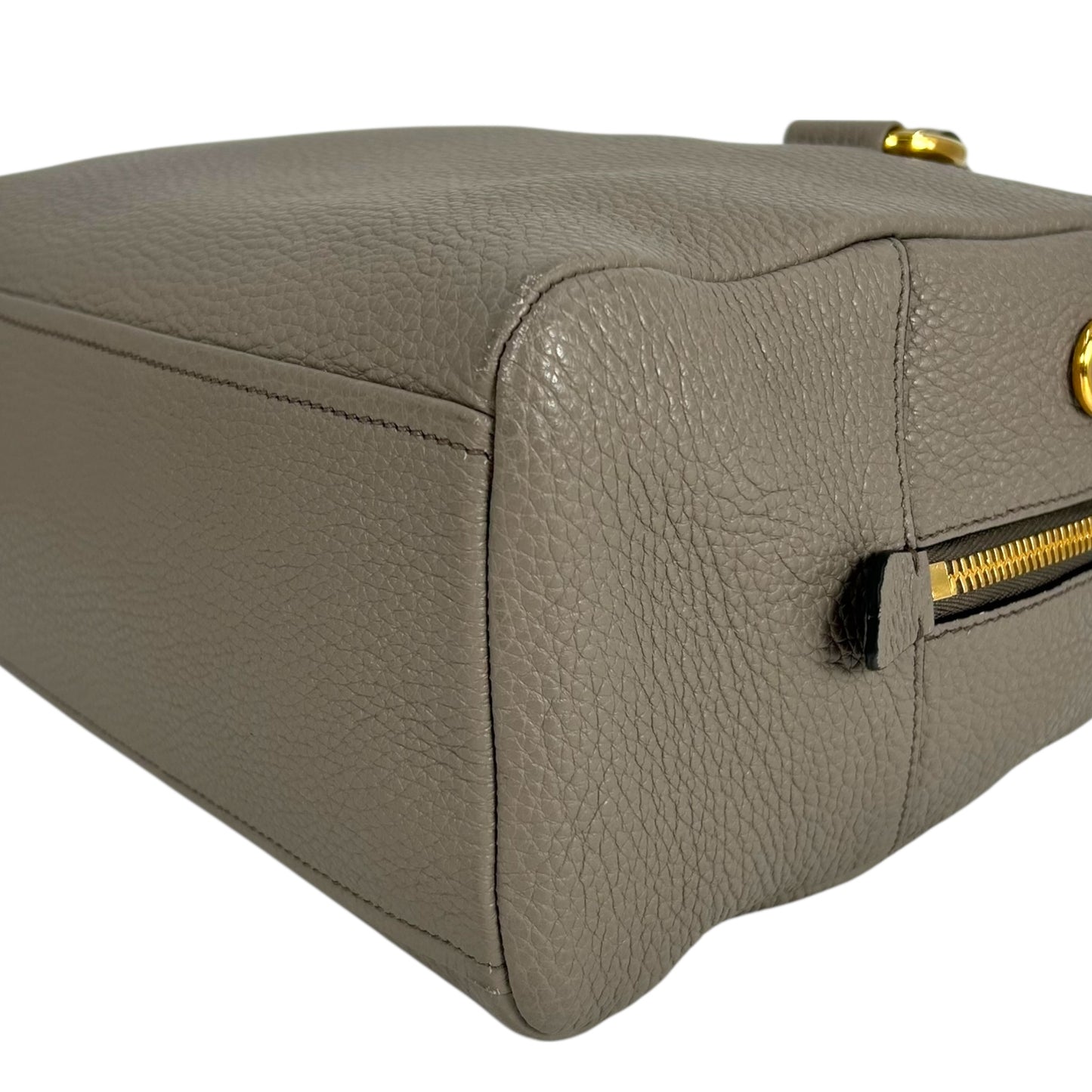 PRADA Vitello Leather Hand Bag - Gray