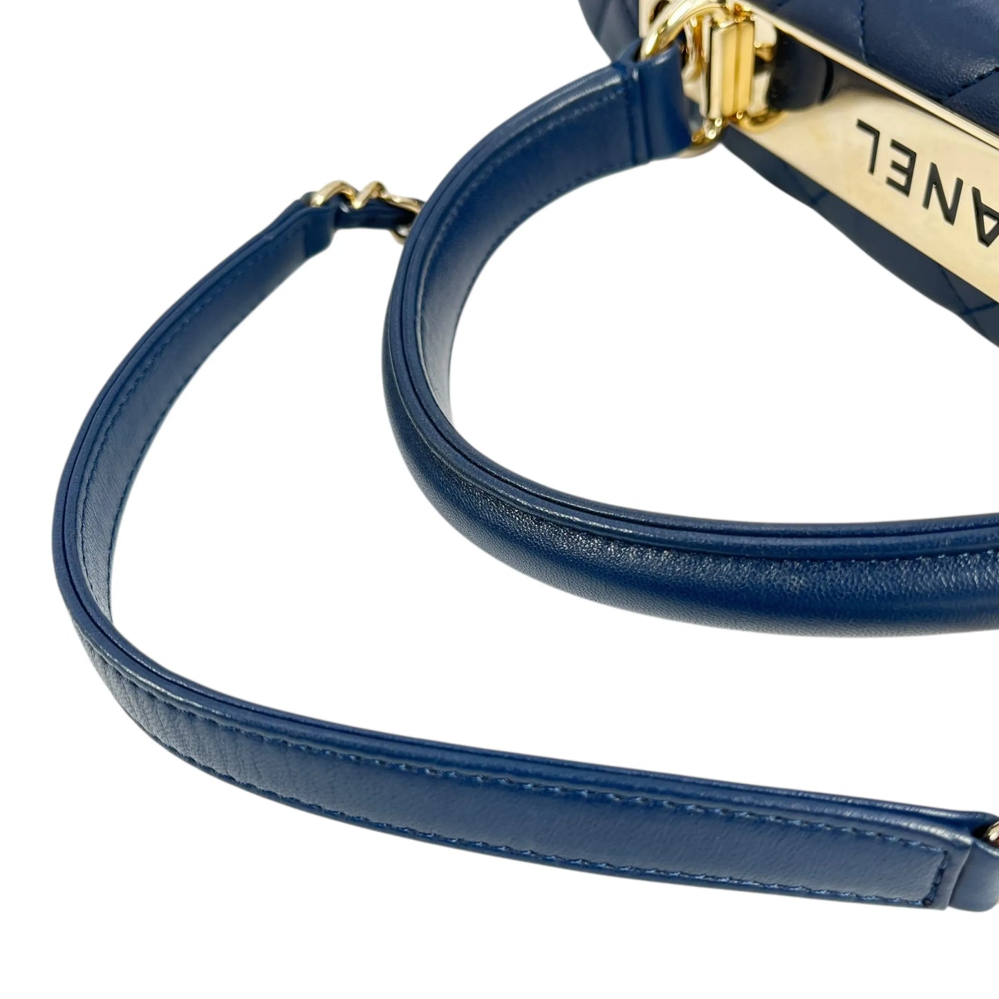 CHANEL Materasse Top Handle Trendy CC Chain Shoulder Bag - Navy