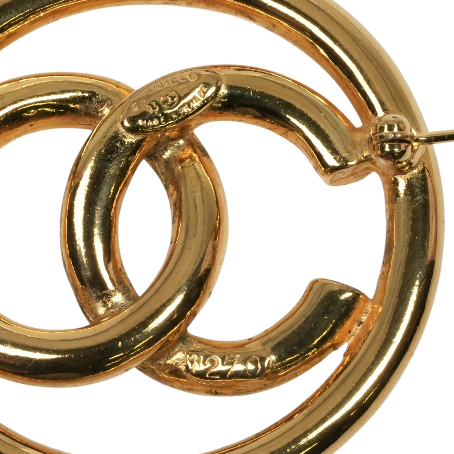 CHANEL CC Logo Brooch 03P - Gold