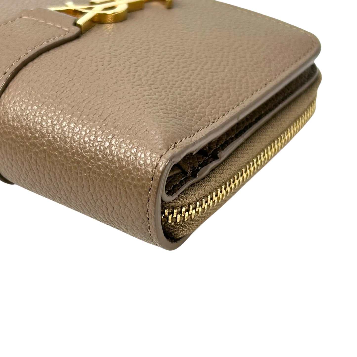Saint Laurent YSL Zippy Compact Wallet - Beige