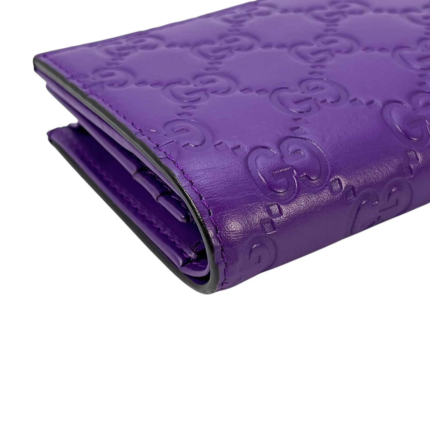 GUCCI Guccissima Leather Compact Wallet - Purple