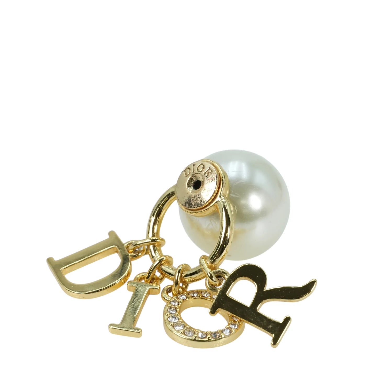 Dior Fake Pearl Rhinestone Tribal Earring - Gold Plated
