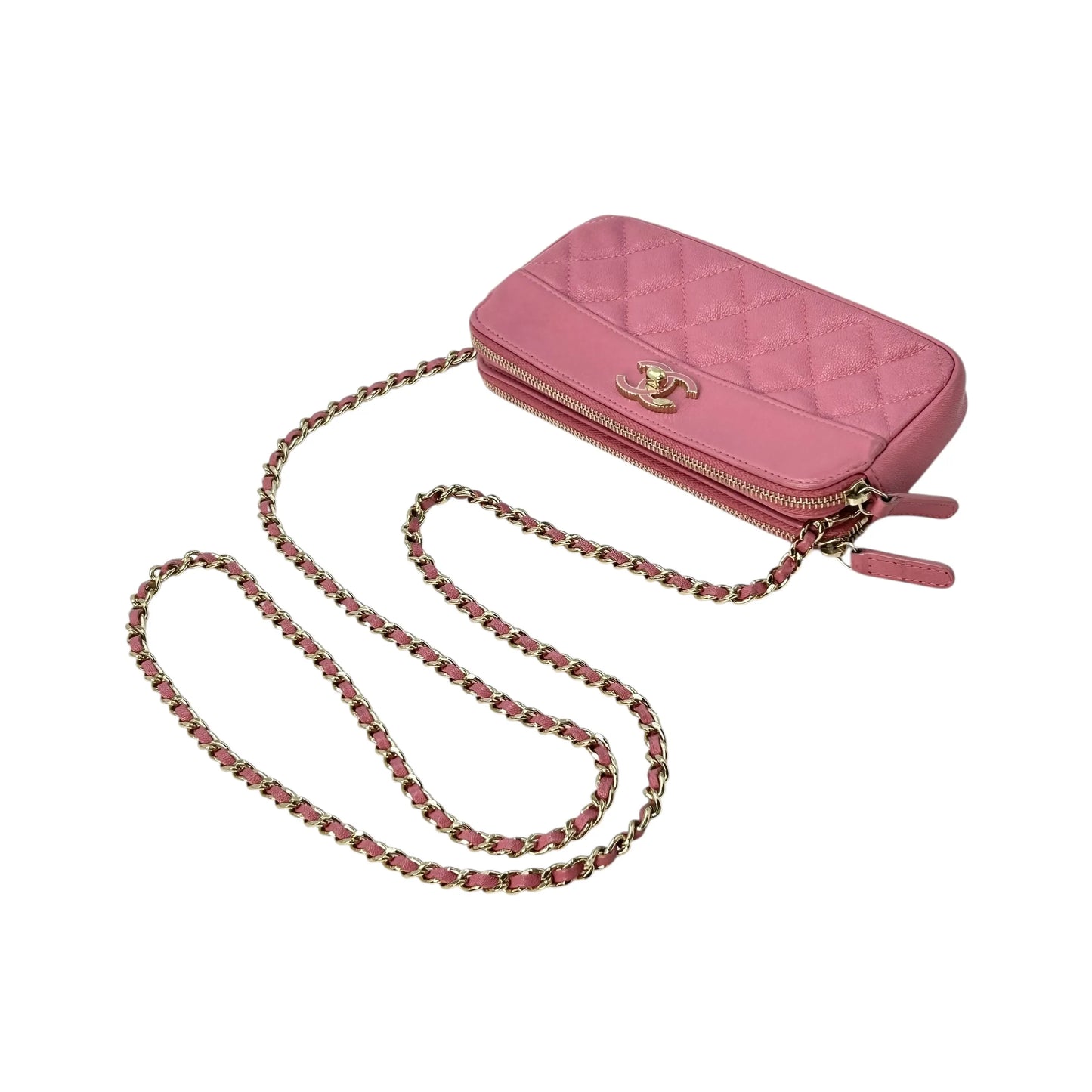 CHANEL Materasse Caviarskin Chain Wallet - Pink - 31343