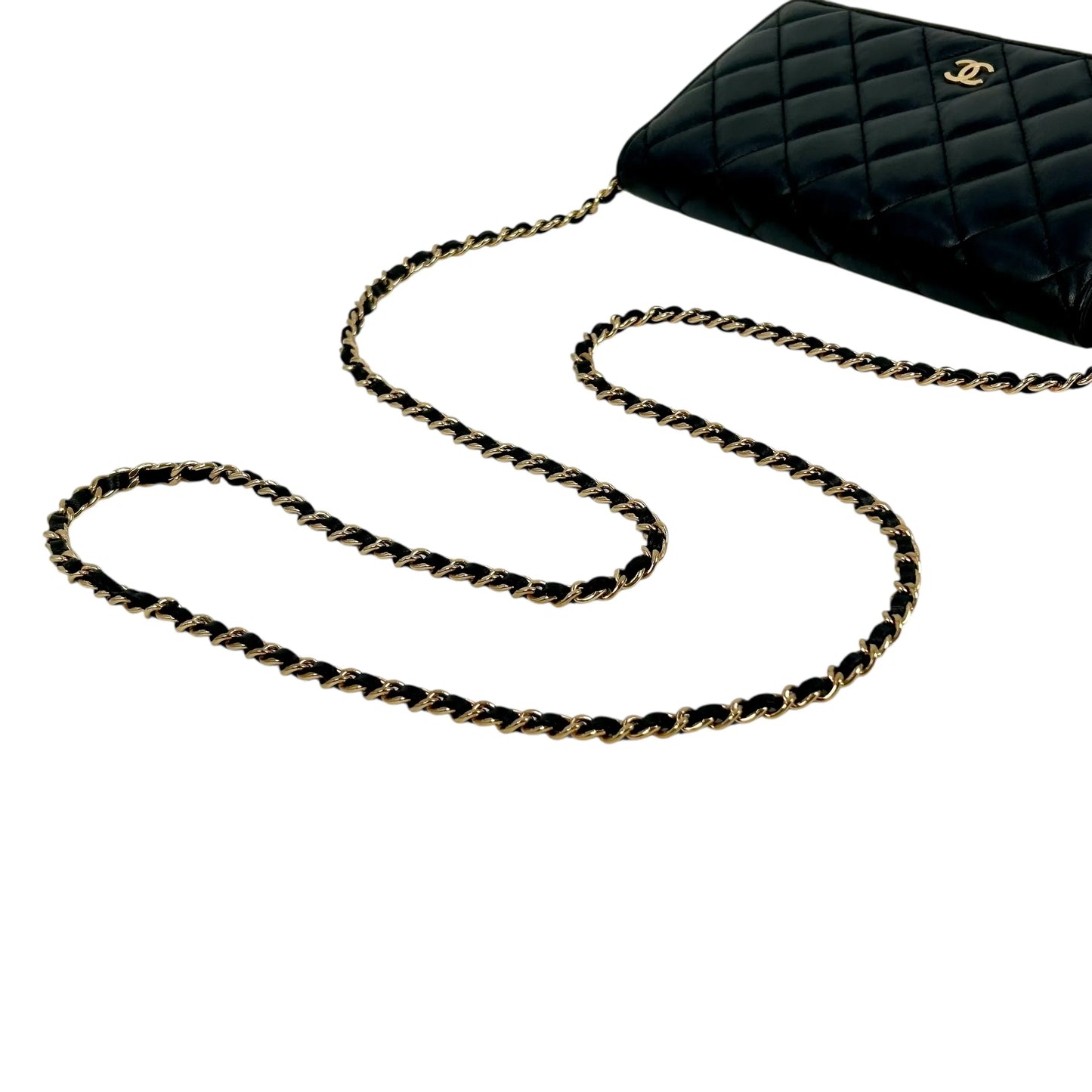 CHANEL Materasse Lambskin Chain Wallet Shoulder Bag - Black