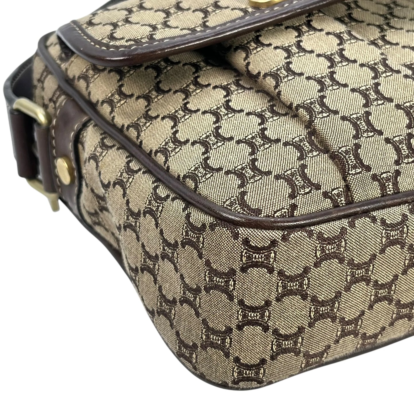 Celine Canvas Macadam Shoulder Bag - Brown