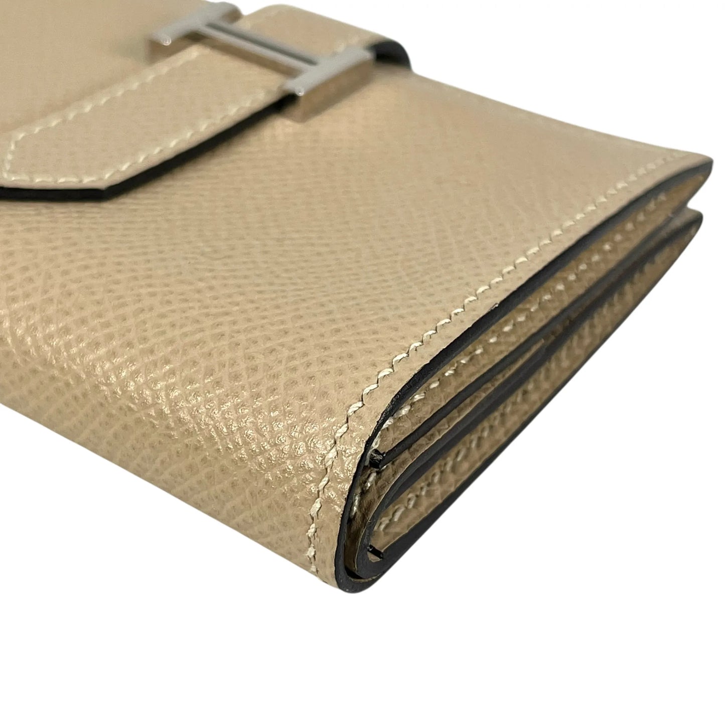HERMES Bean Mini Business Card Holder Compact Wallet - Beige