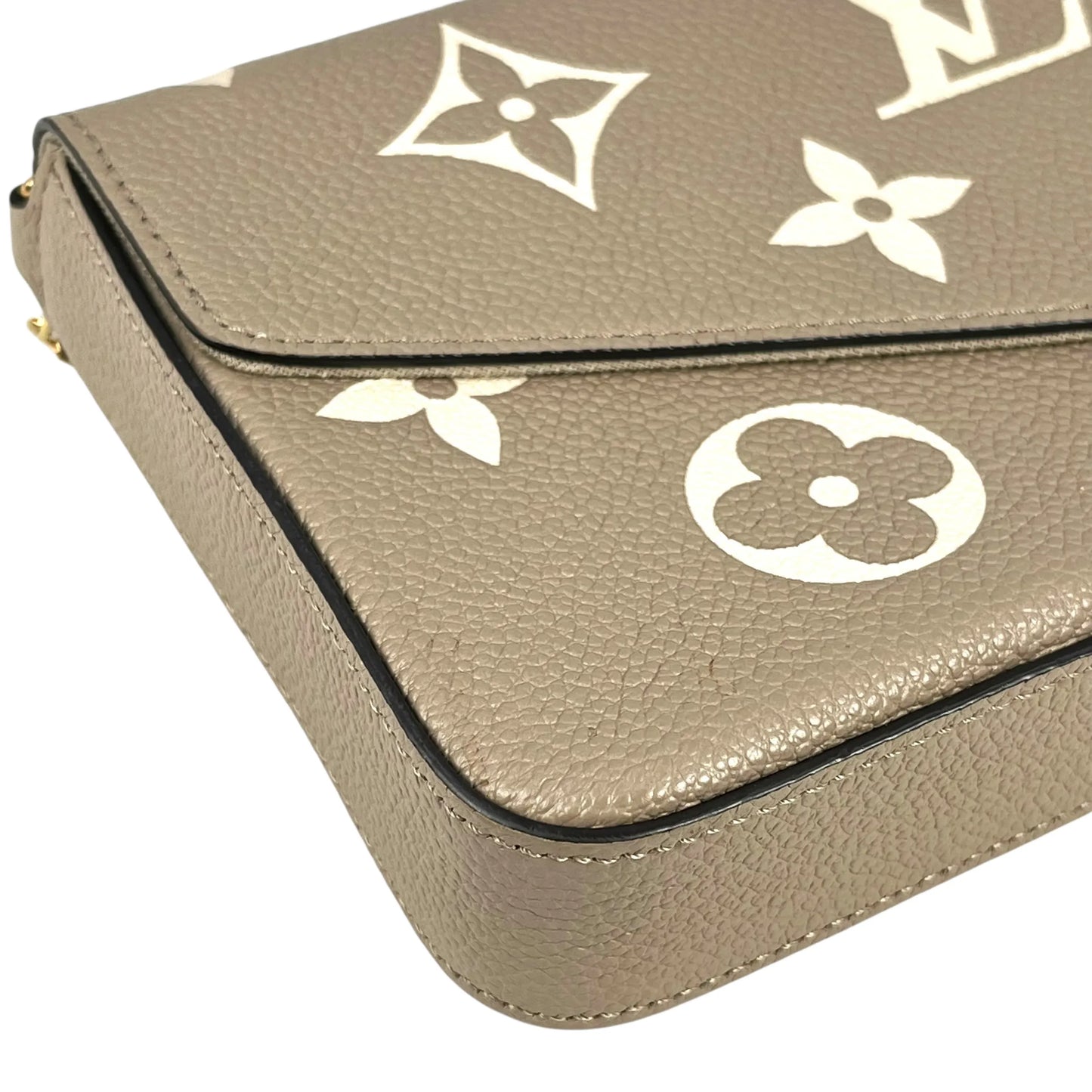 LOUIS VUITTON Pochette Felicie Monogram Empreinte Chain Wallet - Beige