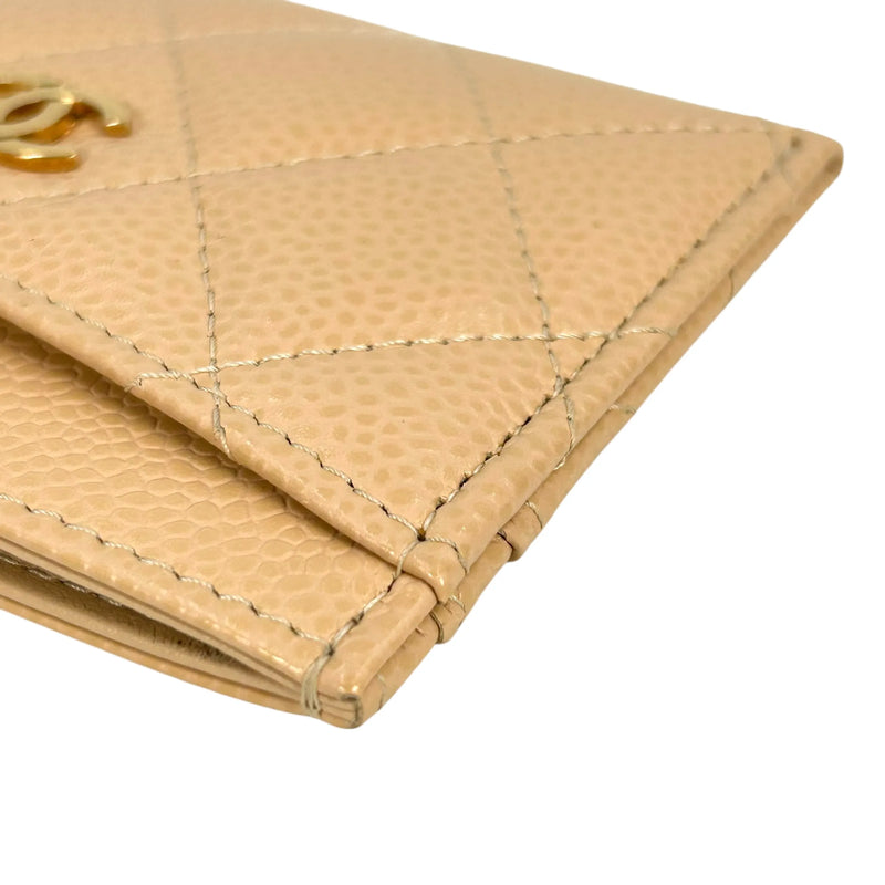 CHANEL Caviarskin Classic Flap Card Case - Beige