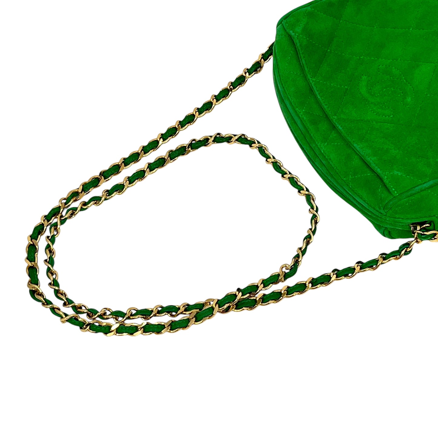 CHANEL Fringed Charm Chain Shoulder Green