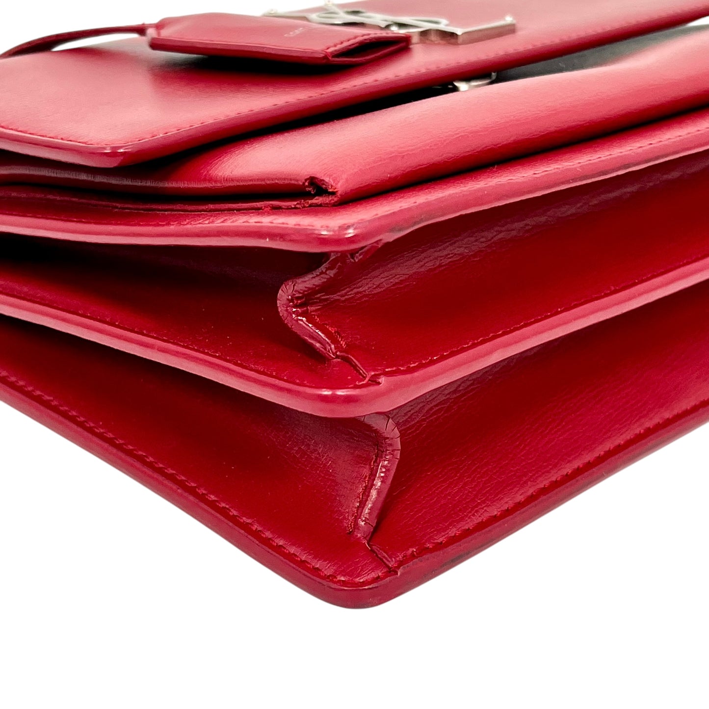 Salnt Laurent Sunset Leather Chain Shoulder Bag Red