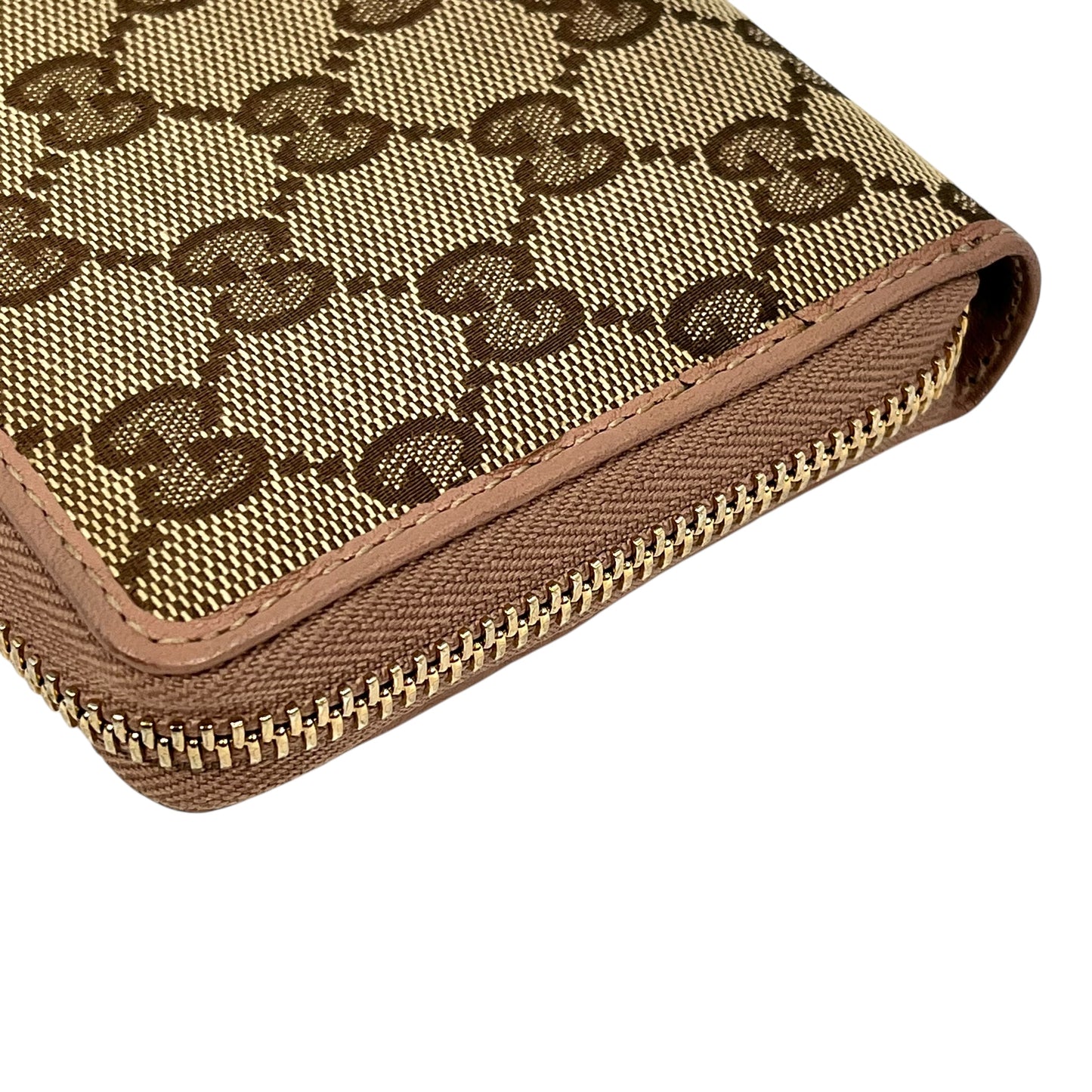 GUCCI GG Canvas Ribbon Round Zip Long Wallet