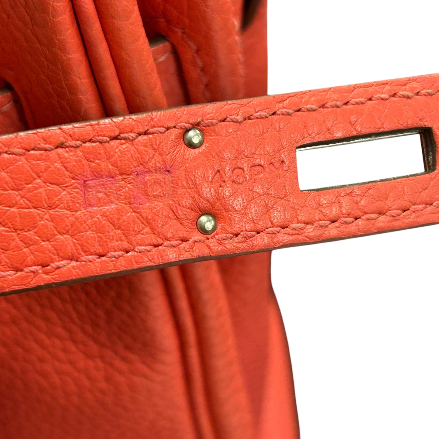 HERMES Birkin30 taurillon Rouge pivoine SVmetal fittings □R