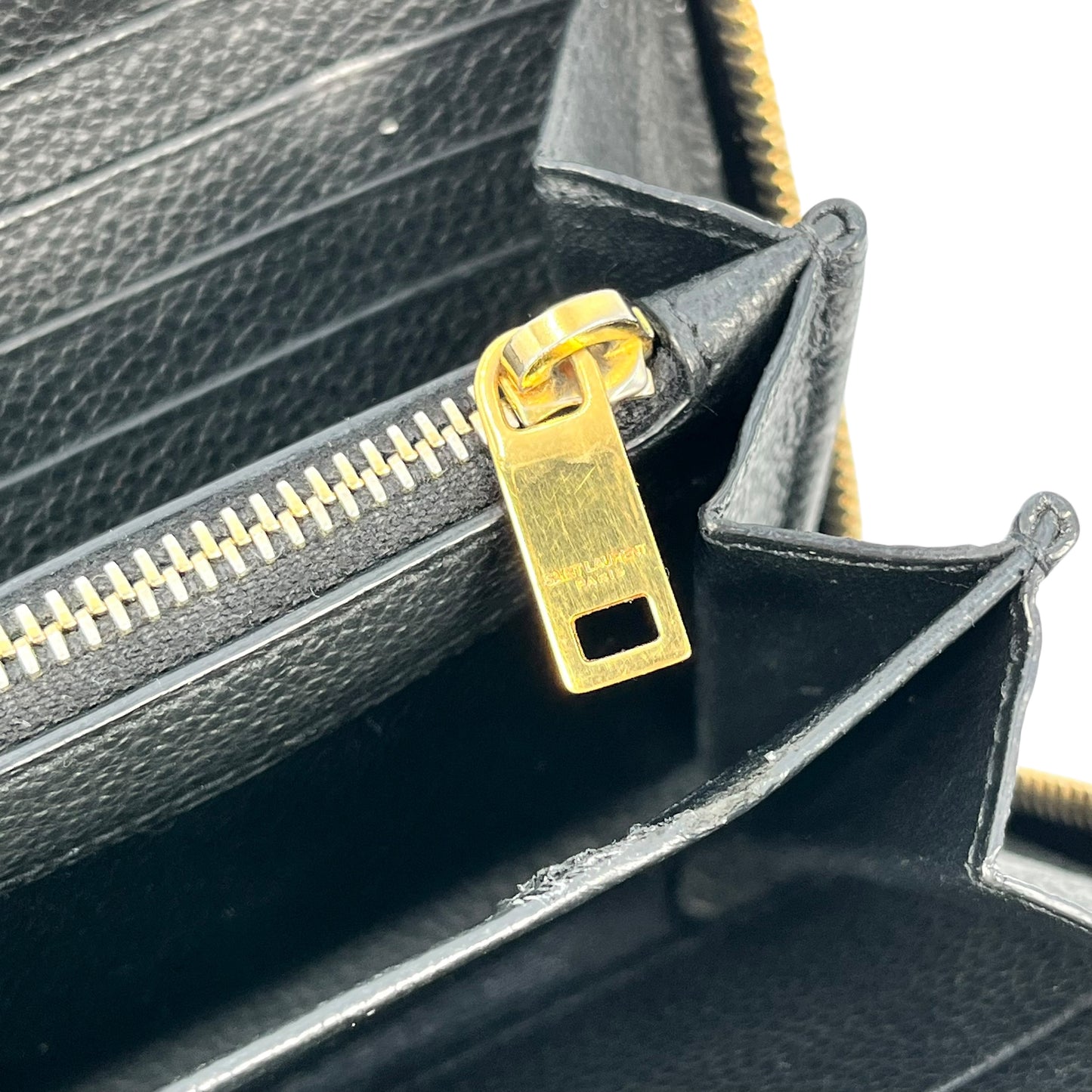 Saint Laurent YSL logo leather Round zip wallet