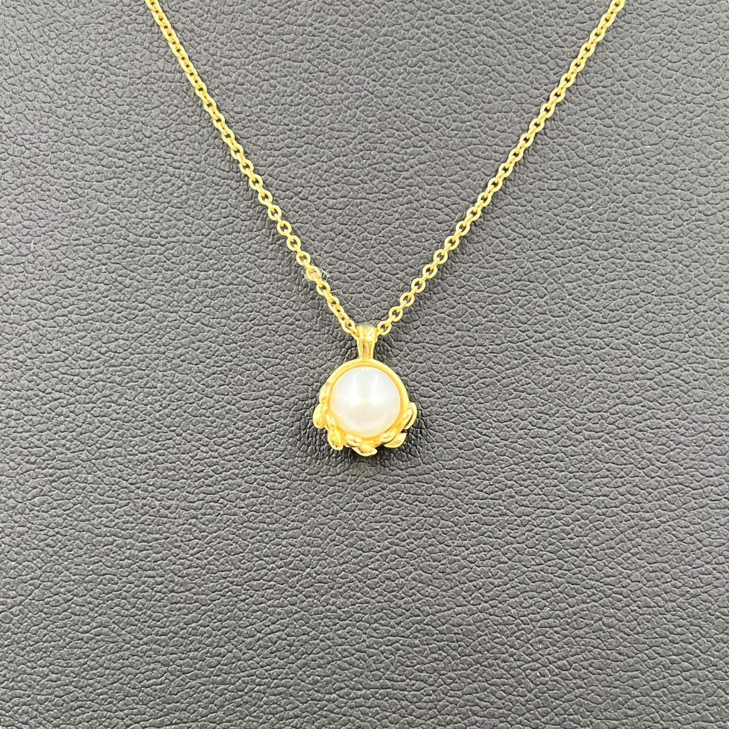 Tiffany Olive Leaf Pearl Pendant Necklace
