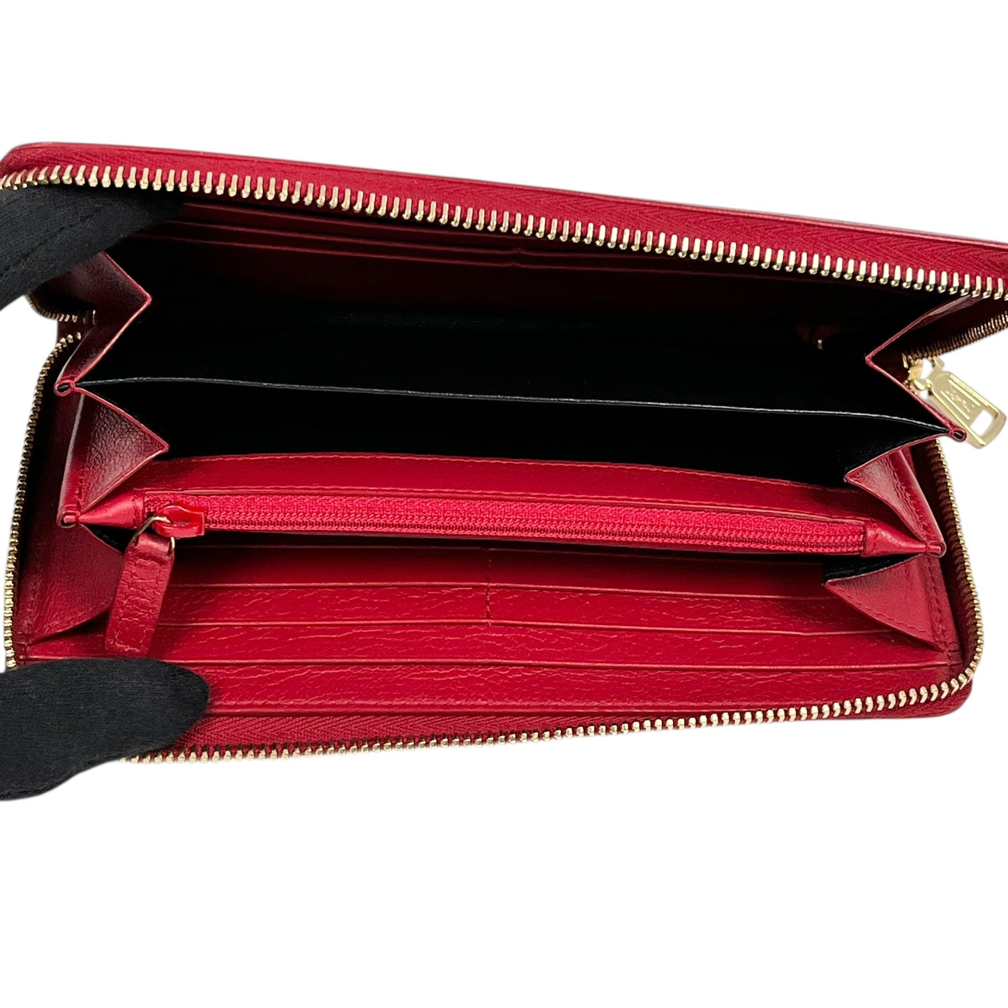 Saint Laurent YSL Logo Leather Round Zip Long Wallet - Red