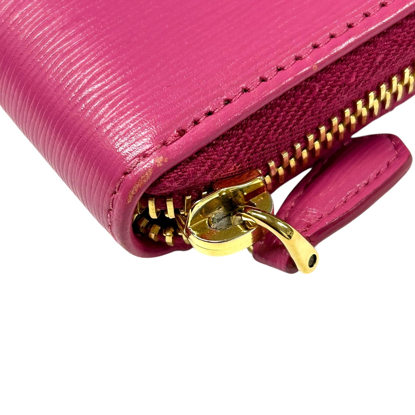 PRADA Round Zip Compact Wallet Coin Purse - Pink