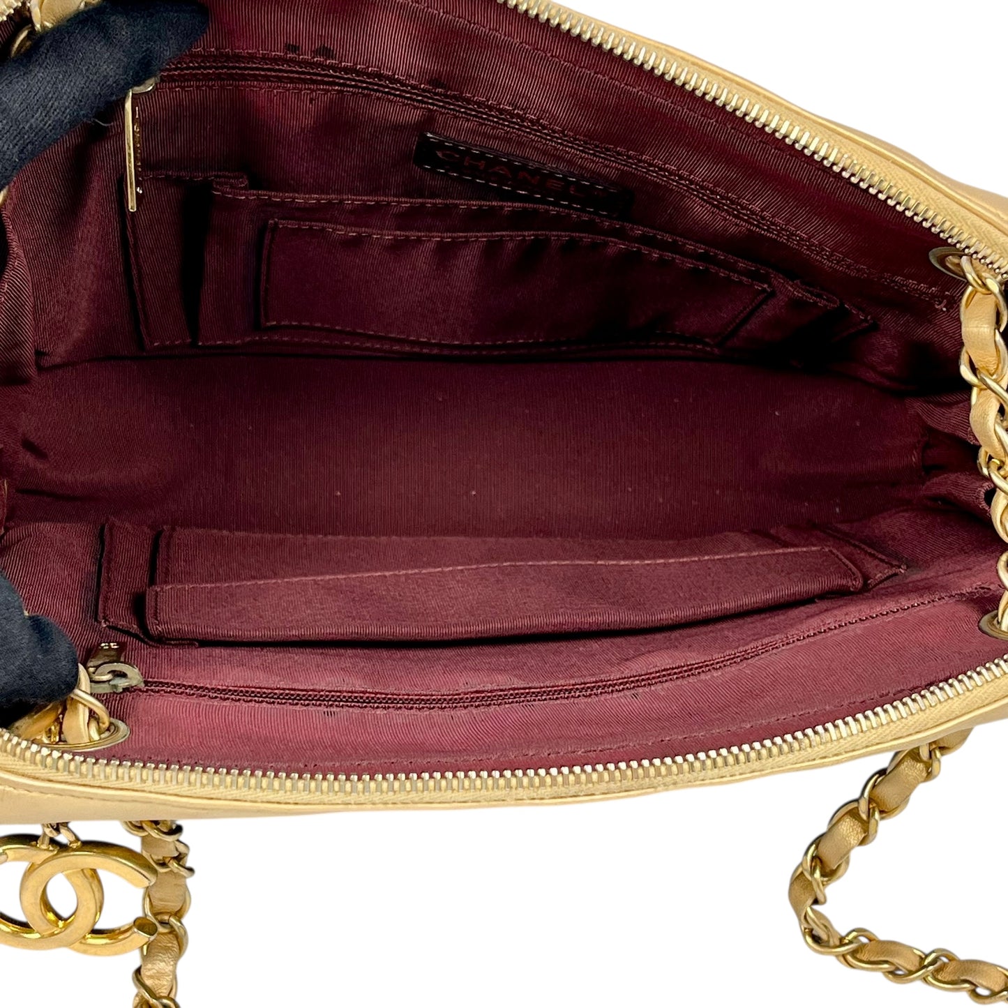 CHANEL Chevron V-Stitch Coco Mark Hand Bag