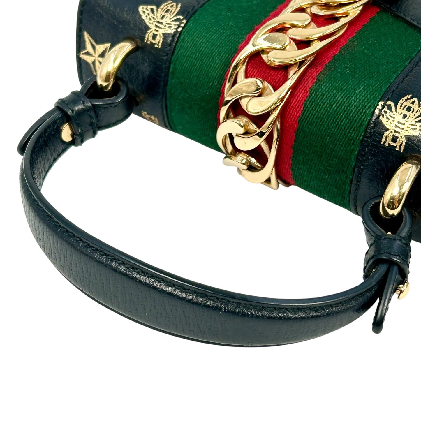 GUCCI Sylvie Web Line Hand Bag - Black