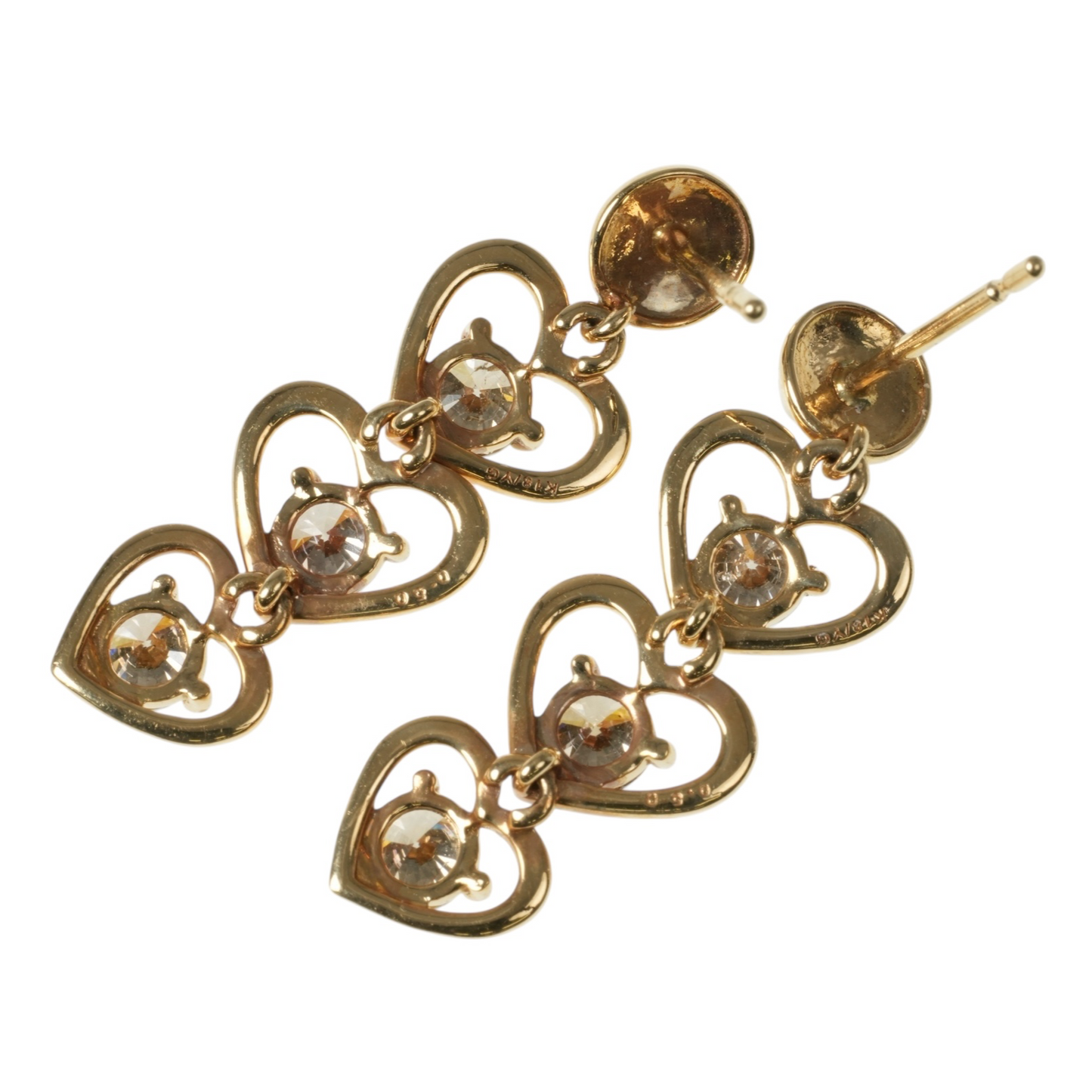 K18 Yellowgold Triple Heart Diamond 1.000cts Earring