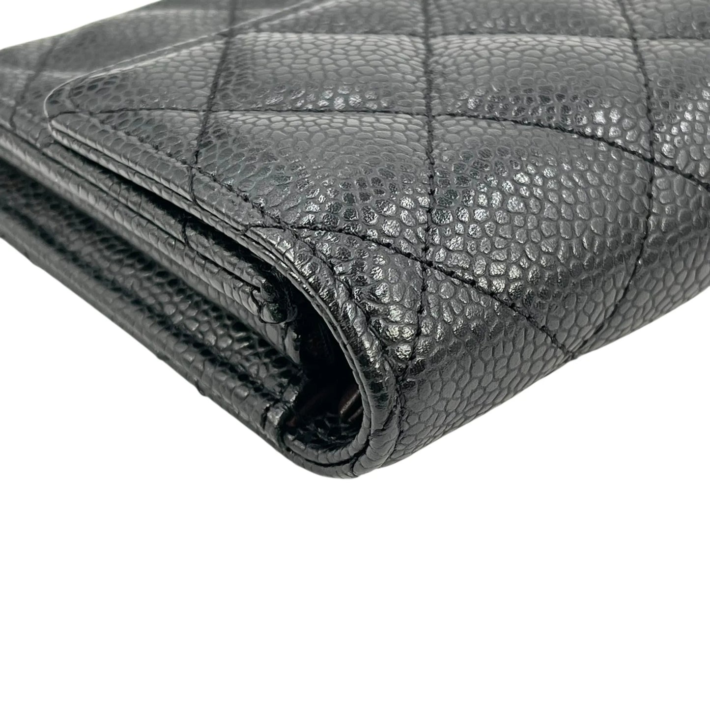 CHANEL Materasse Caviar Skin Classic Flap Long Wallet - Black