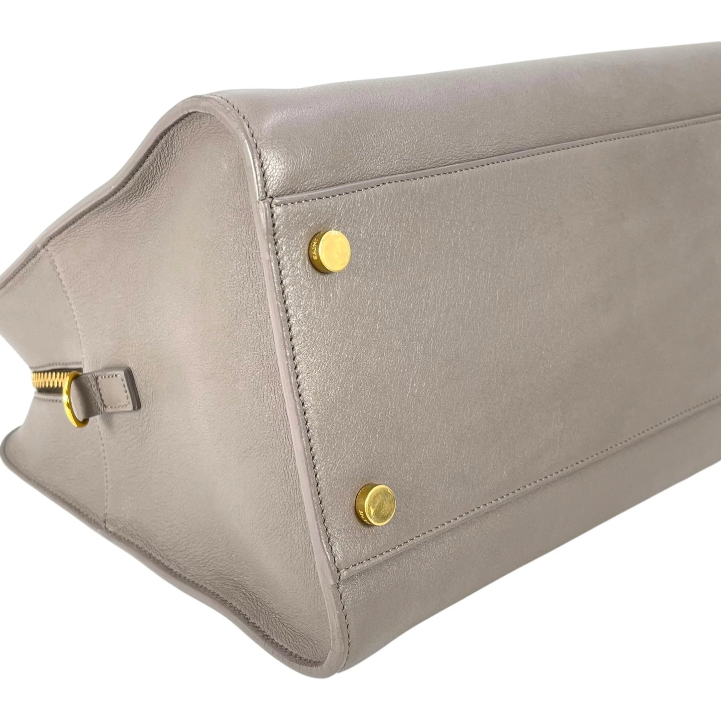 Saint Laurent Cabas Leather Hand Bag - Gray