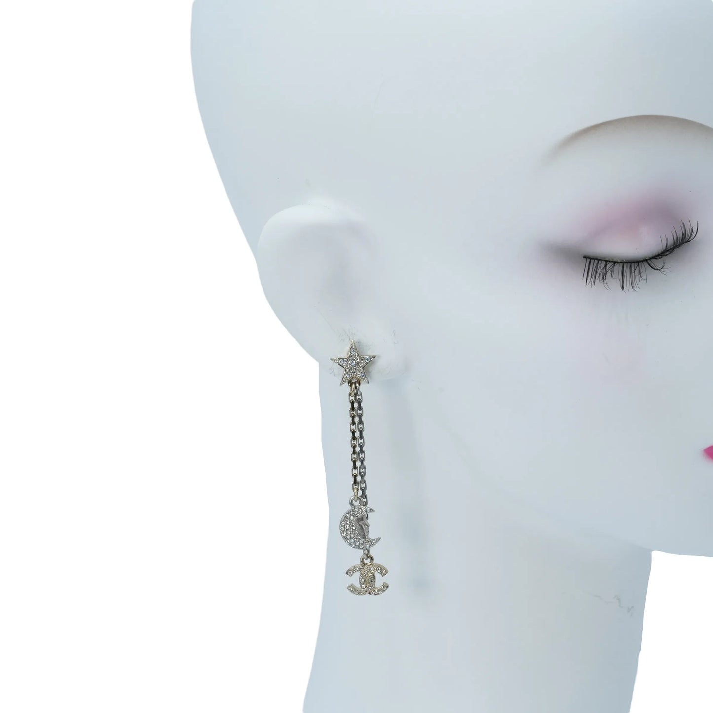 CHANEL Moon & Star CC Logo Dangle Earring 17B - Silver