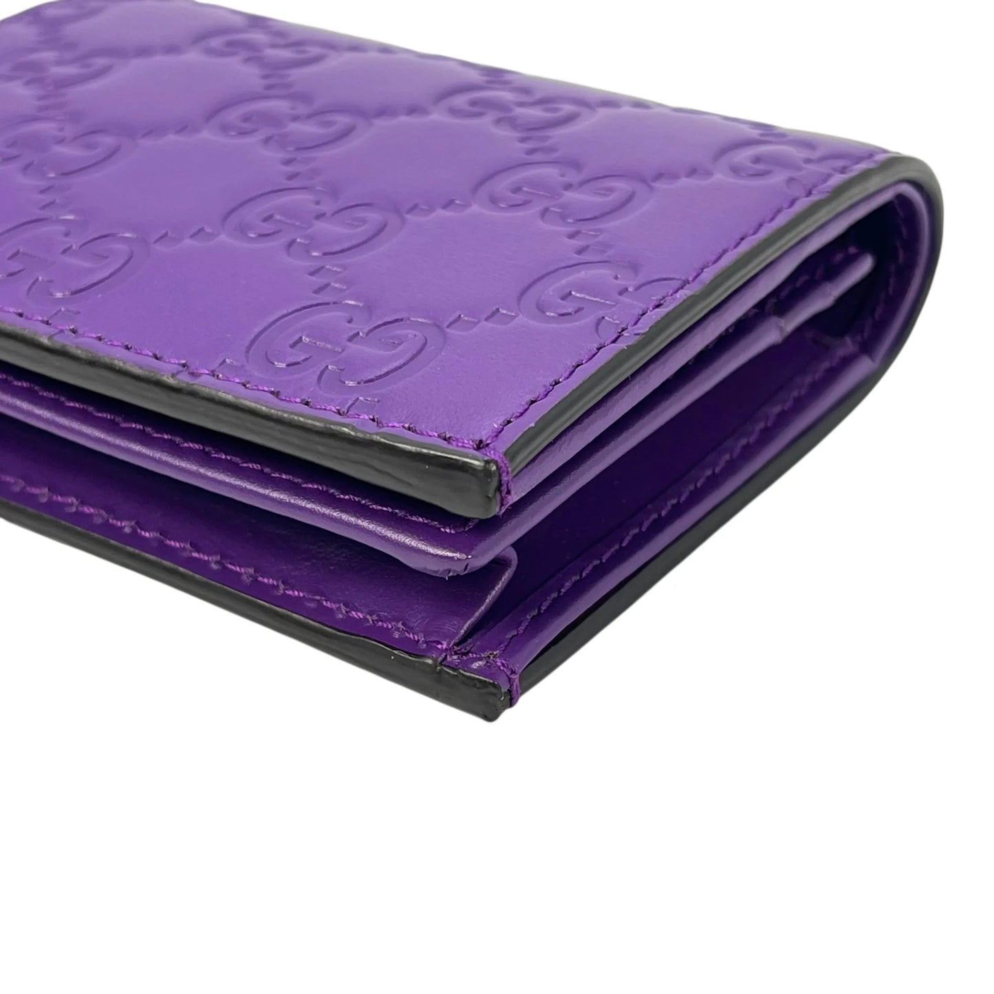GUCCI Guccissima Leather Compact Wallet - Purple