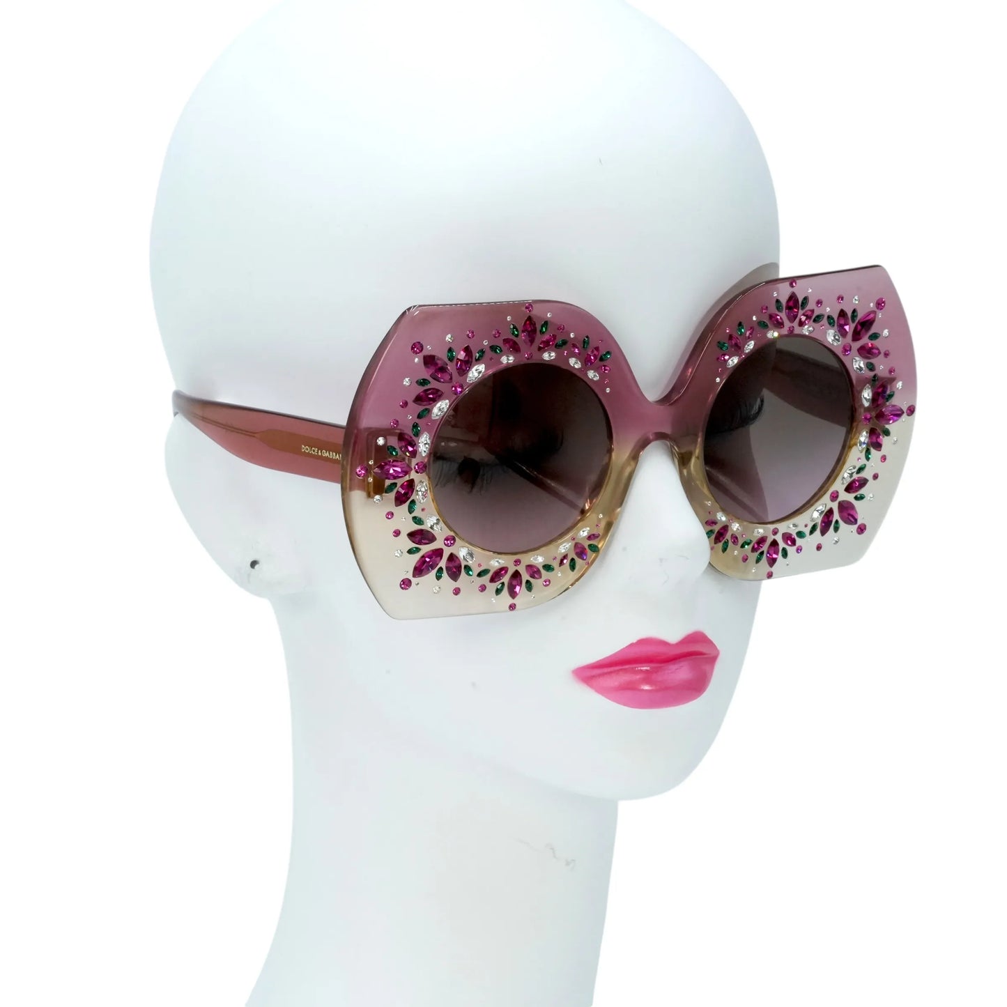 DOLCE&GABBANA Rhinestone Sunglasses - Pink - 33982