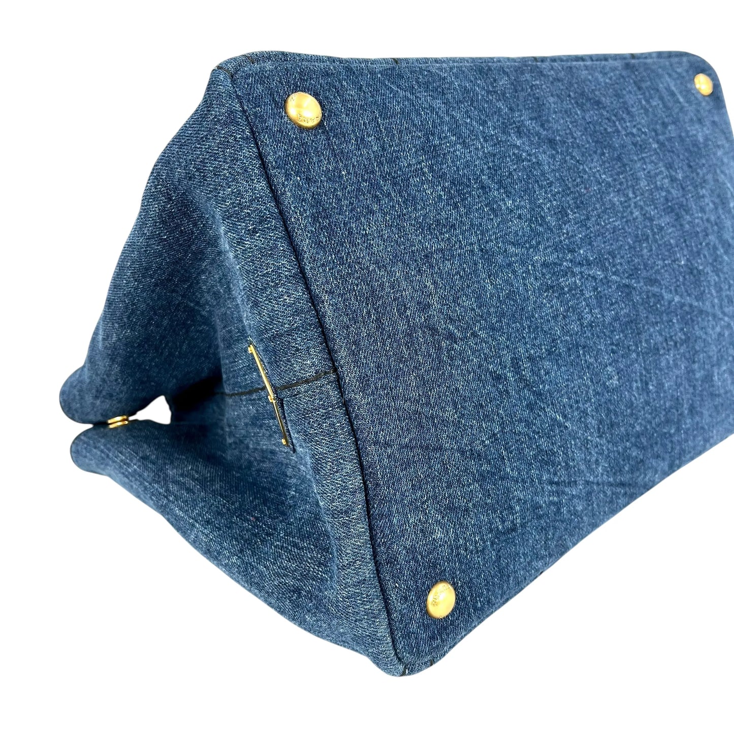 PRADA Canapa Denim Tote Bag Hand Bag - Blue