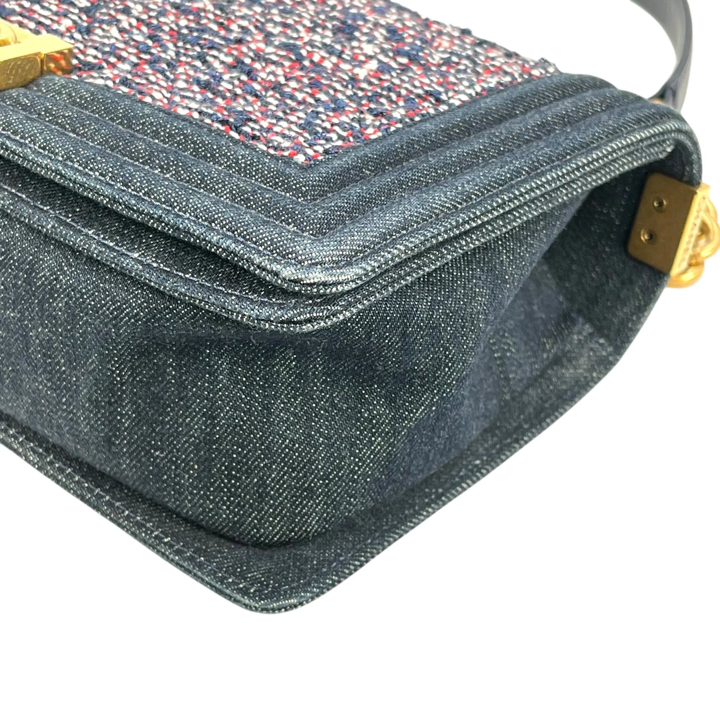 CHANEL Boy Flap Bag Chain Shoulder Bag - Navy