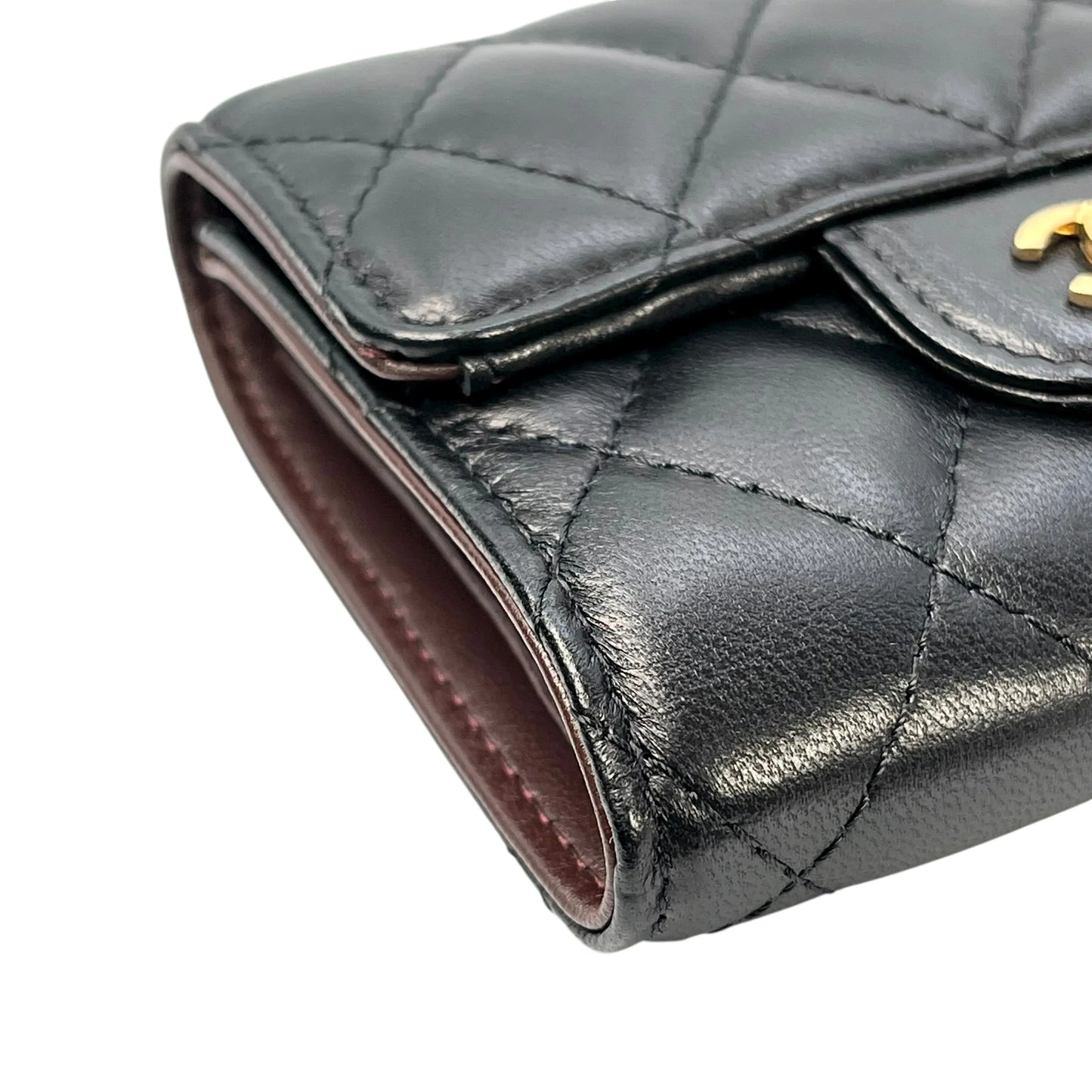 CHANEL Matelasse Classic Flap Compact Wallet Lambskin - Black