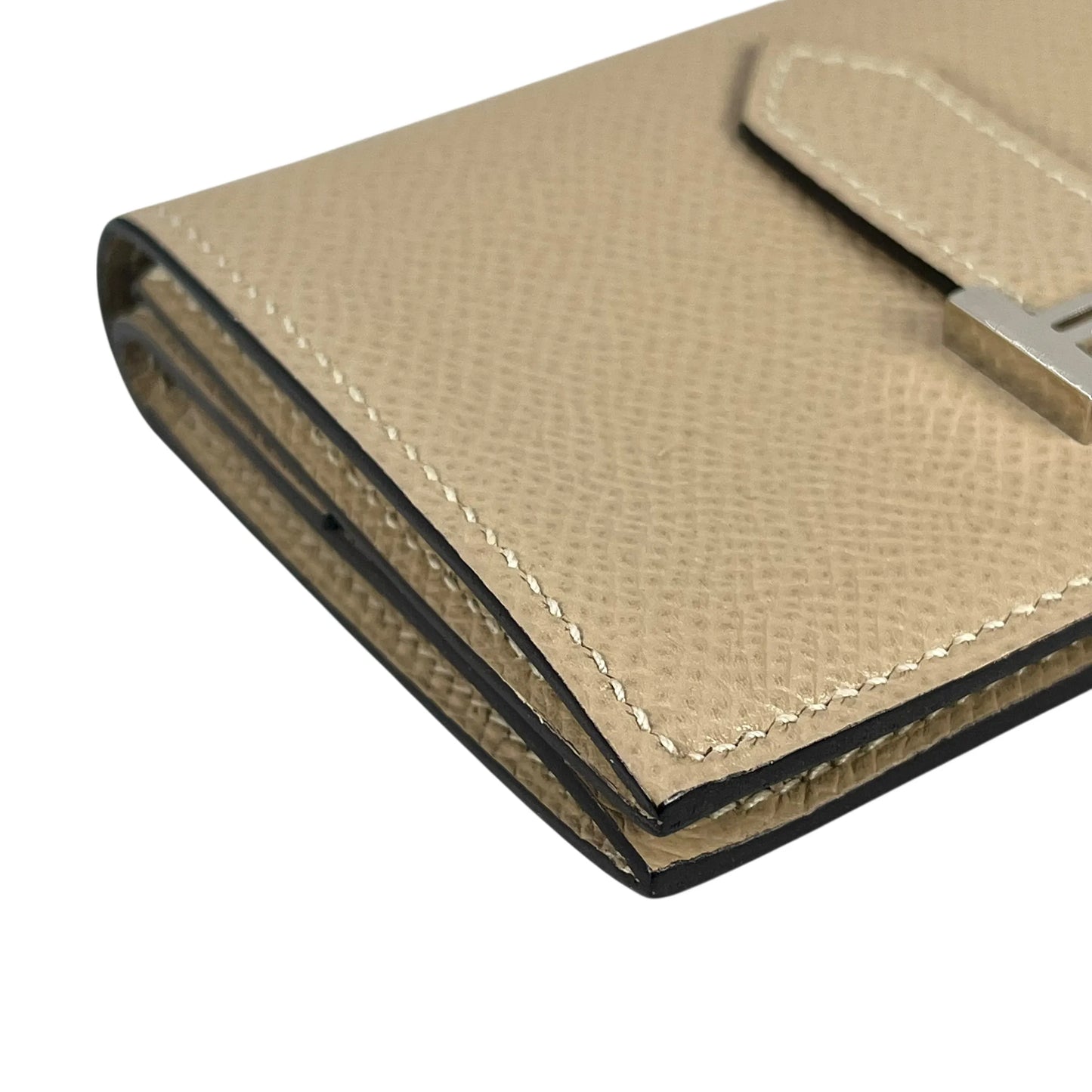 HERMES Bean Mini Business Card Holder Compact Wallet - Beige