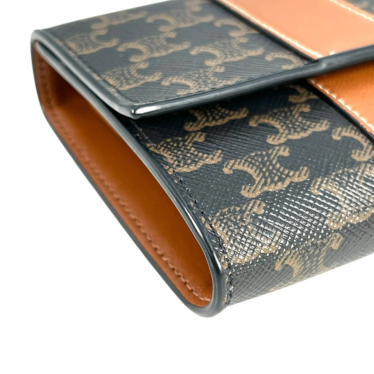 CELINE Triomphe Canvas Compact Wallet - Darkbrown
