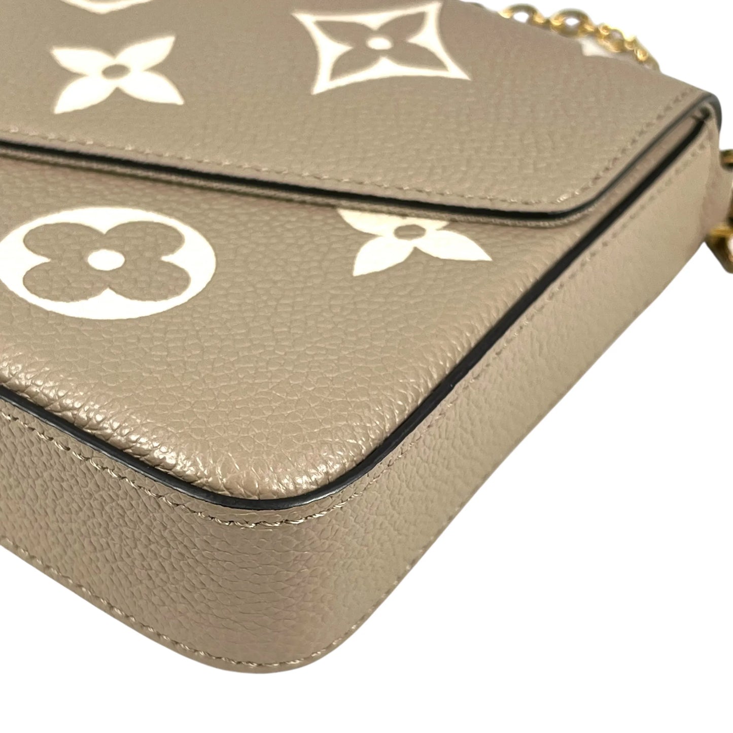 LOUIS VUITTON Pochette Felicie Monogram Empreinte Chain Wallet - Beige