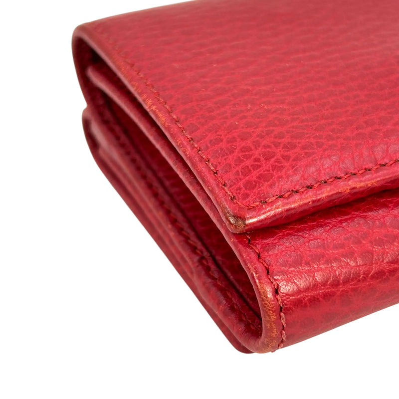 GUCCI GG Marmont Leather Trifold Compact Wallet - Red