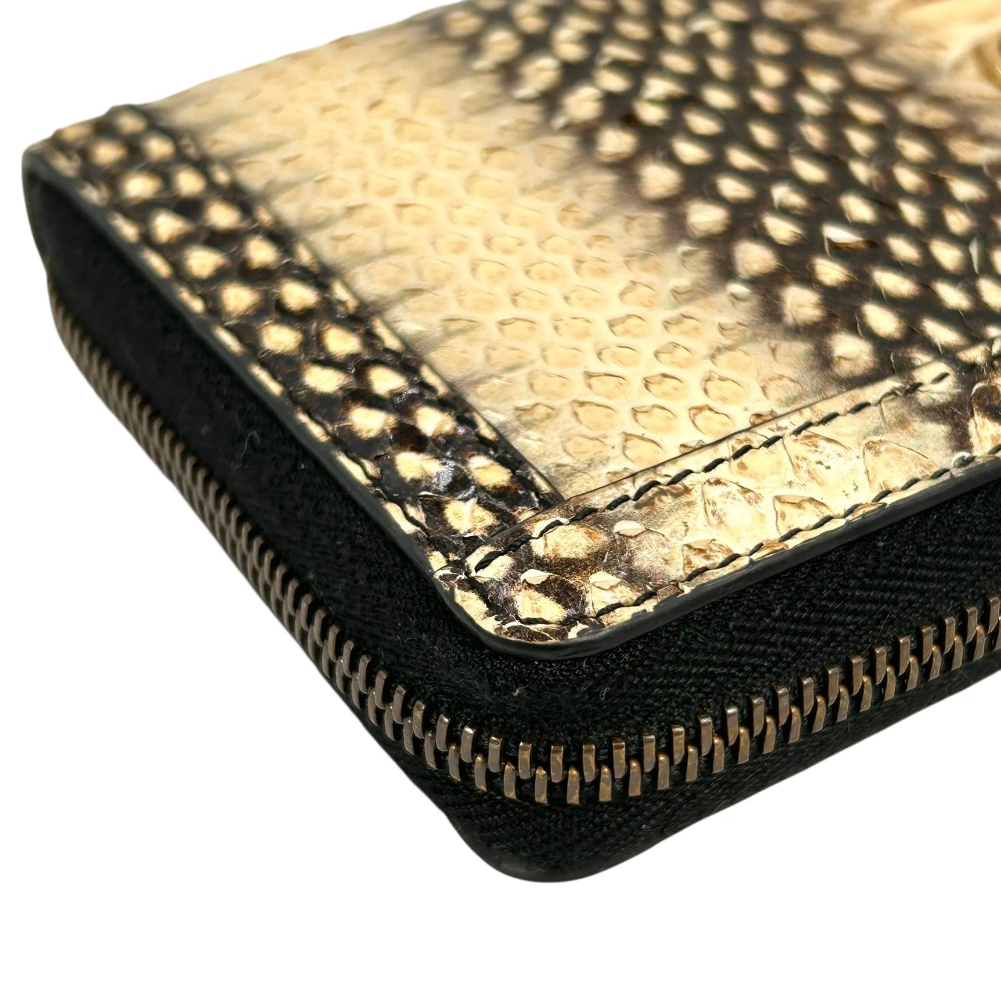 GUUCI Bamboo Zip Around Long Wallet - Beige × Brown