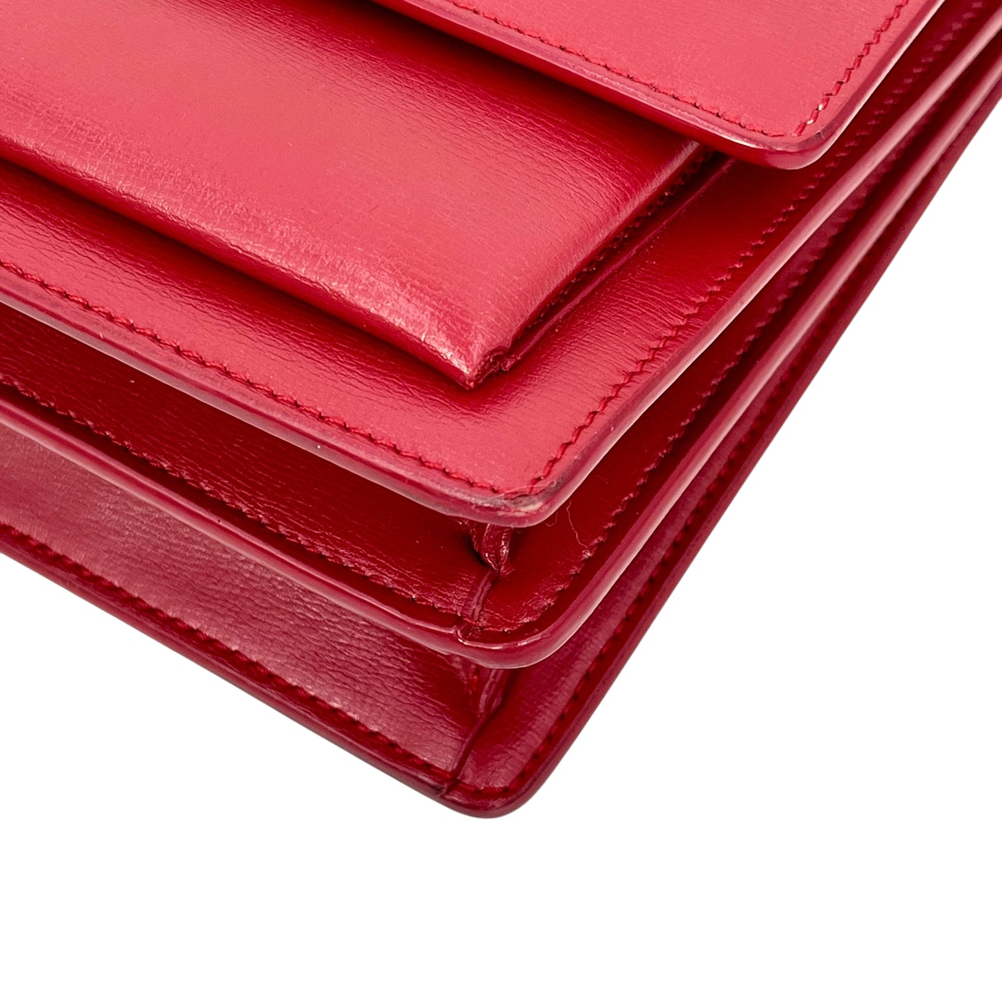 Salnt Laurent Sunset Leather Chain Shoulder Bag Red