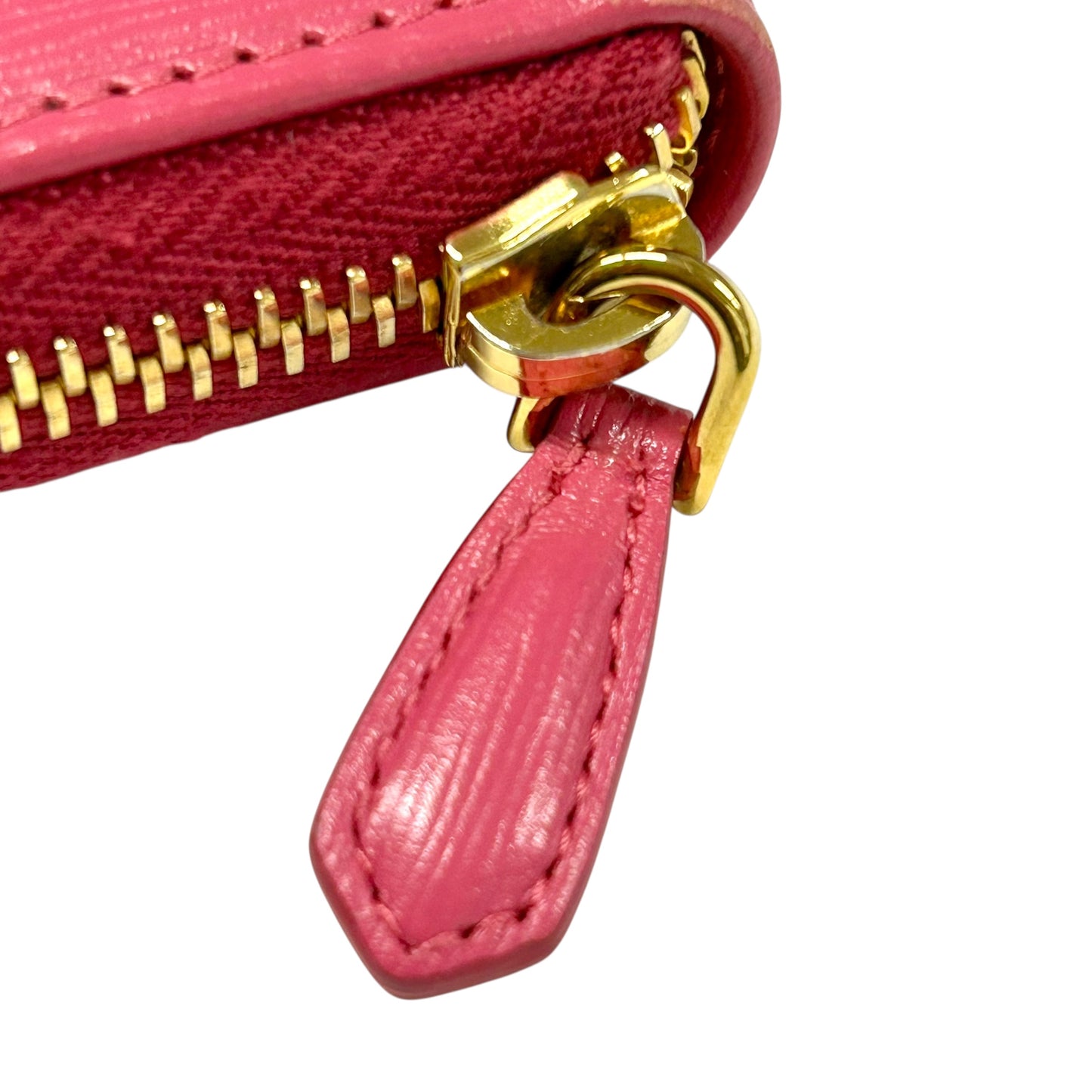 PRADA Round Zip Compact Wallet Coin Purse - Pink