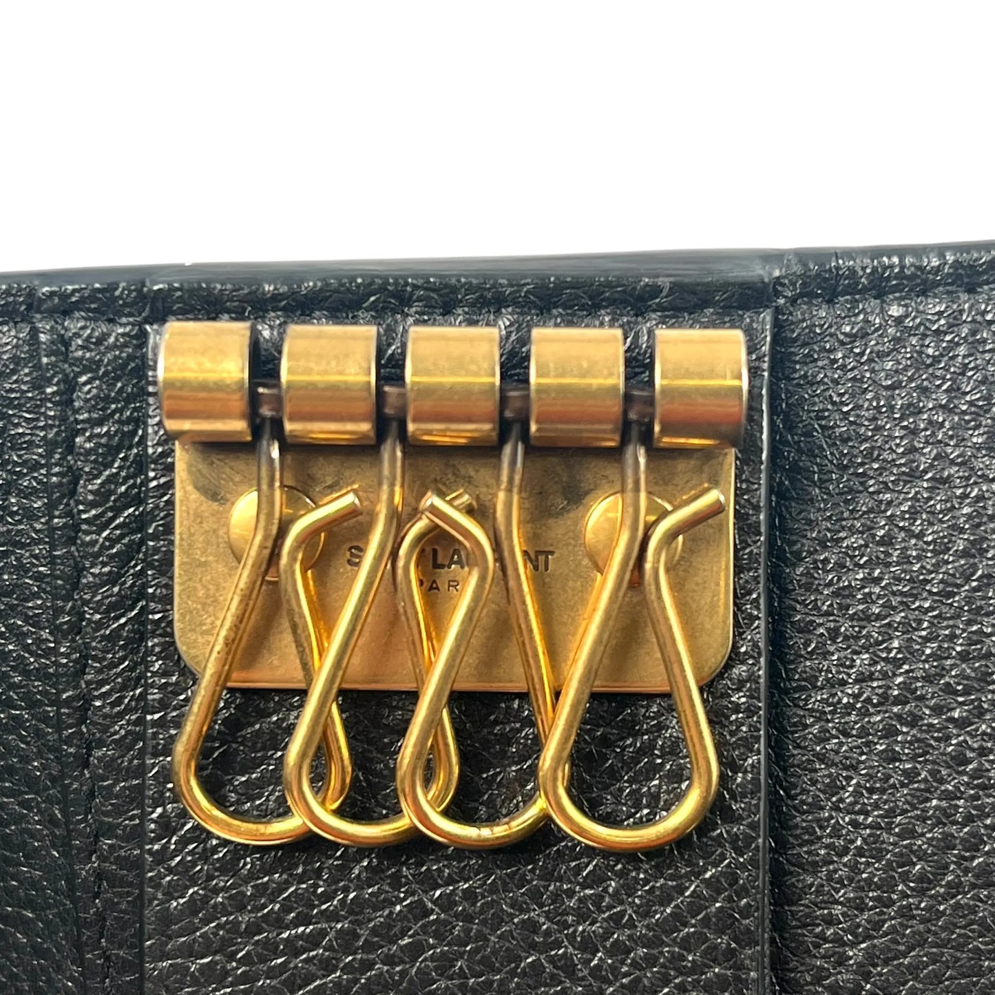 Saint Laurent Tiny Cassandra Logo Key Case - Black