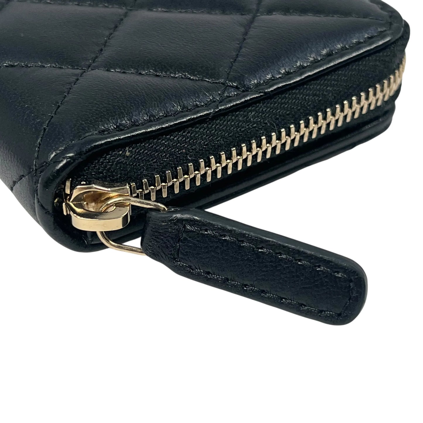 CHANEL Coco Mark Gold Hardware Compact Wallet - Black