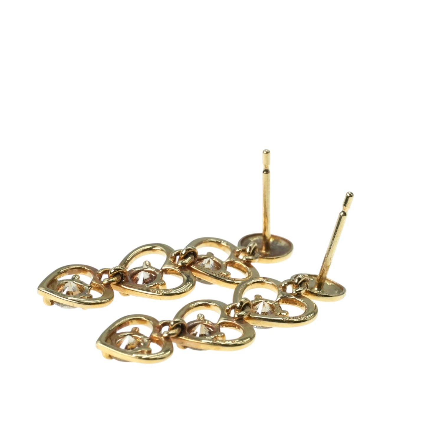 K18 Yellowgold Triple Heart Diamond 1.000cts Earring