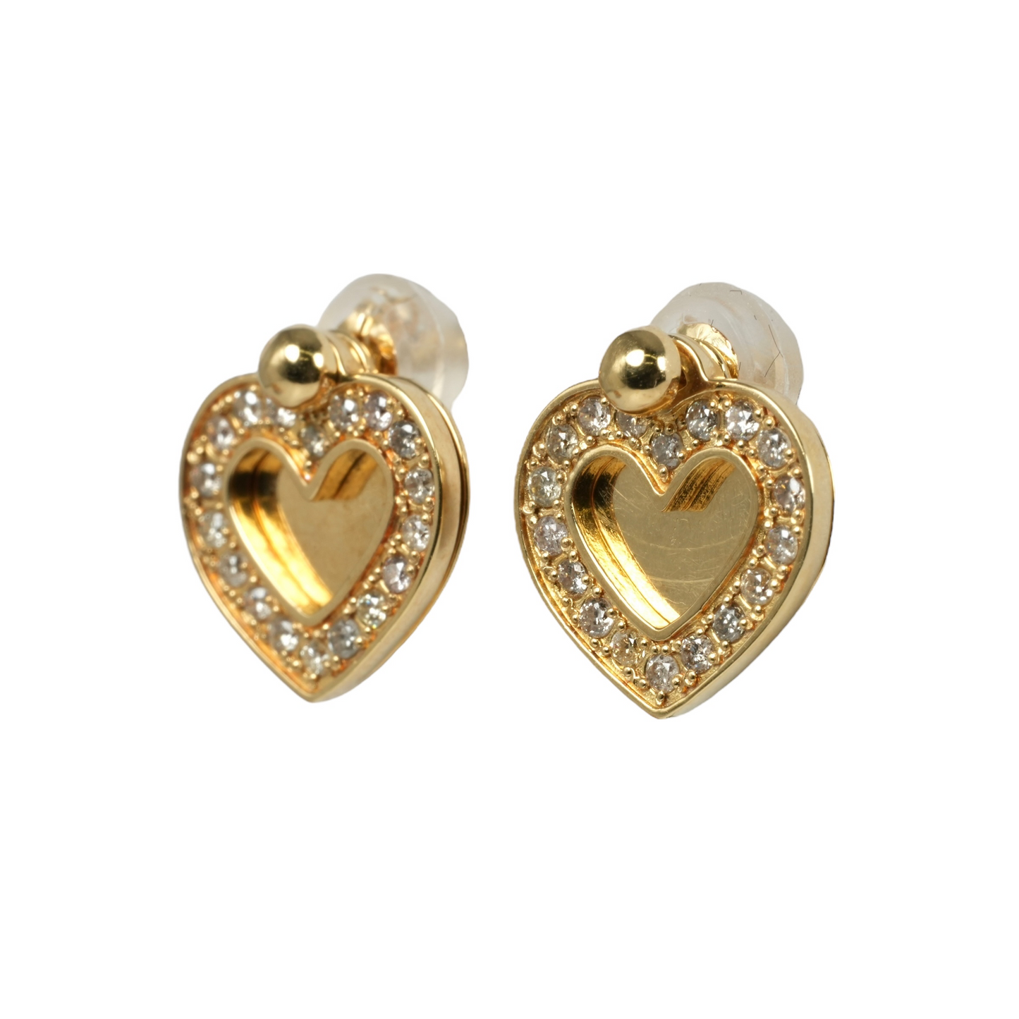 K18 Yellowgold Diamond Heart Earring