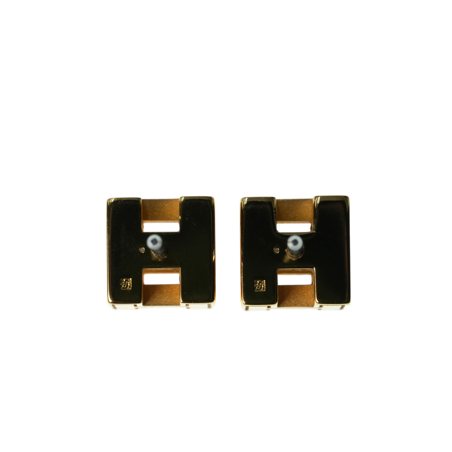 HERMES Cage d' H Cube Earring Orange