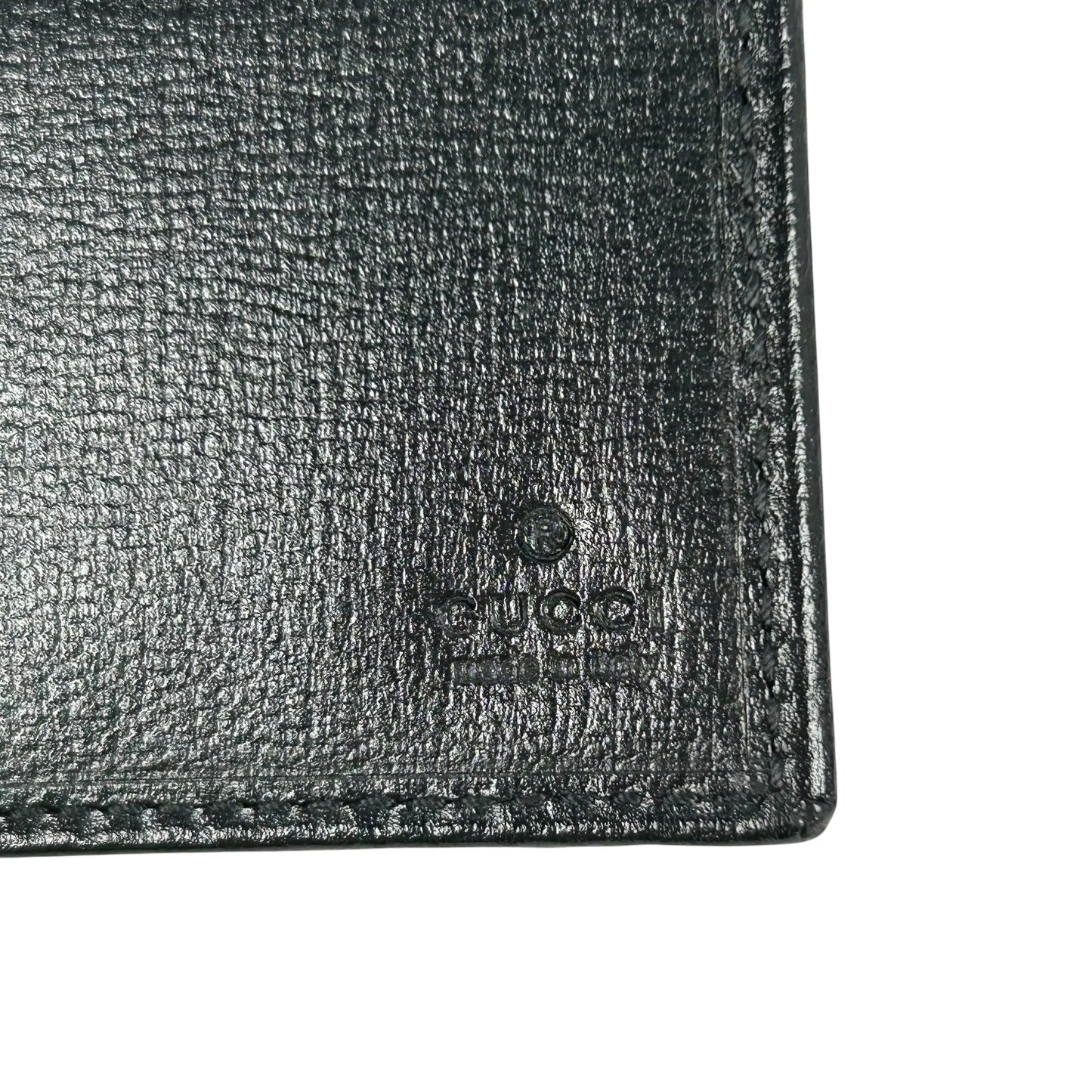 GUCCI Interloking G GG Supreme Money Clip Compact Wallet - Black