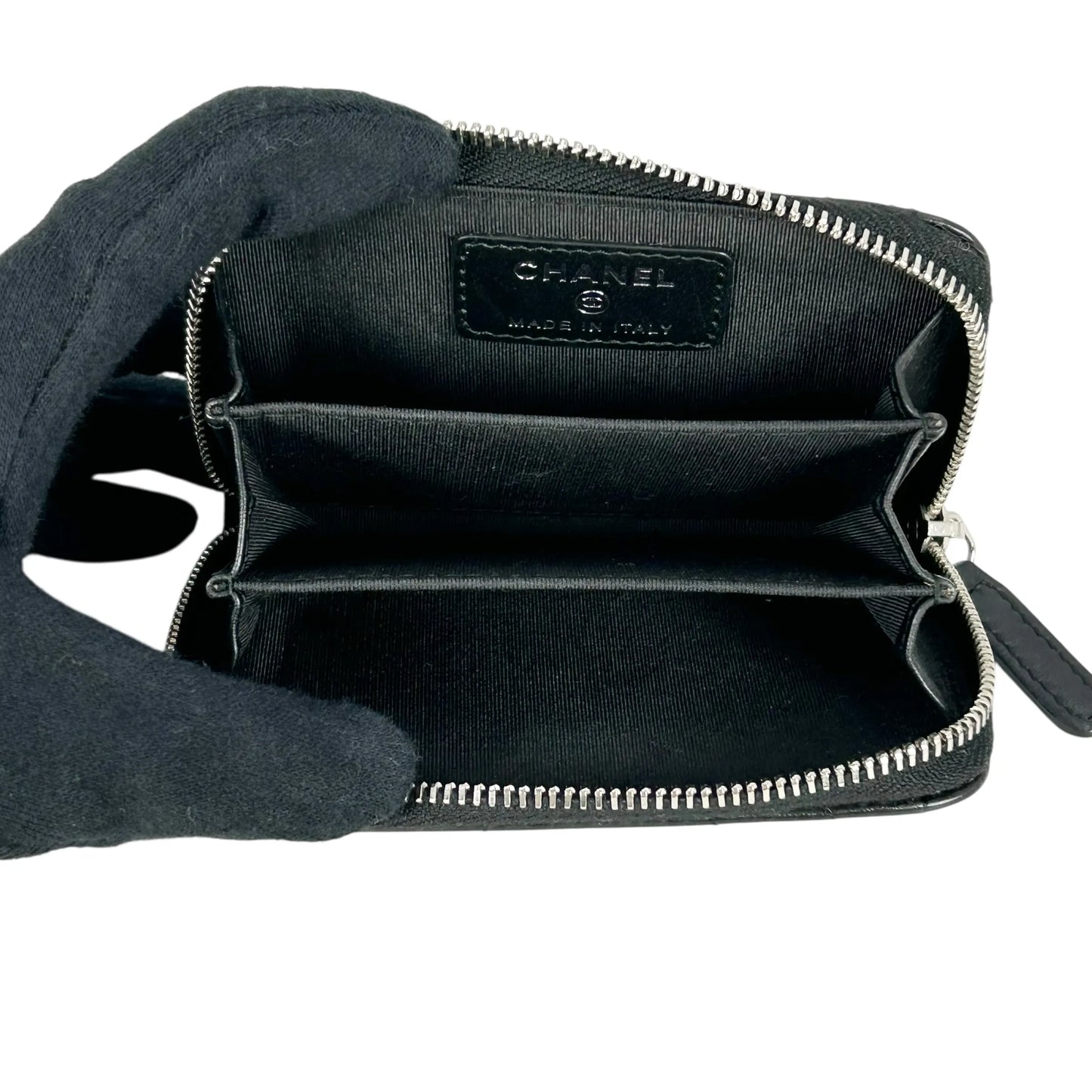 CHANEL Camellia Coin Purse Card Case Wallet - Black