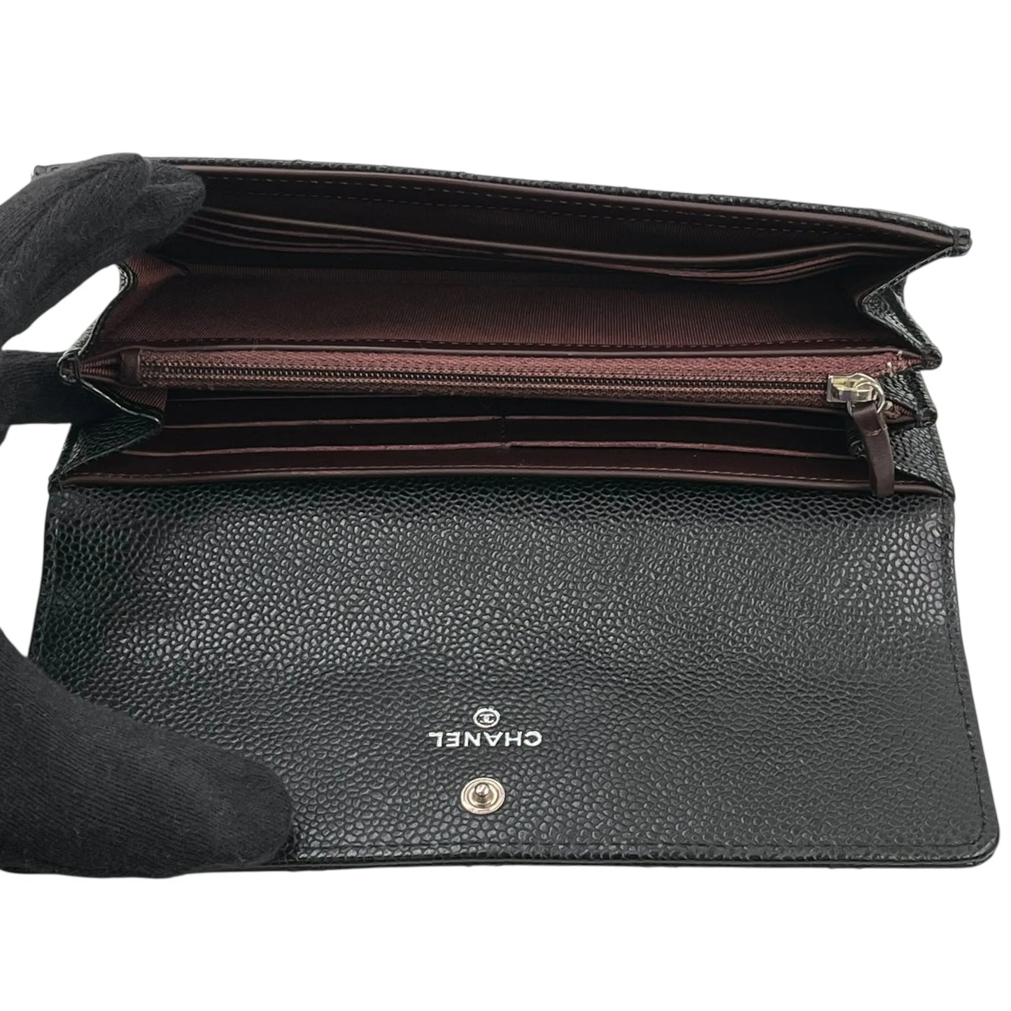 CHANEL Materasse Caviar Skin Classic Flap Long Wallet - Black