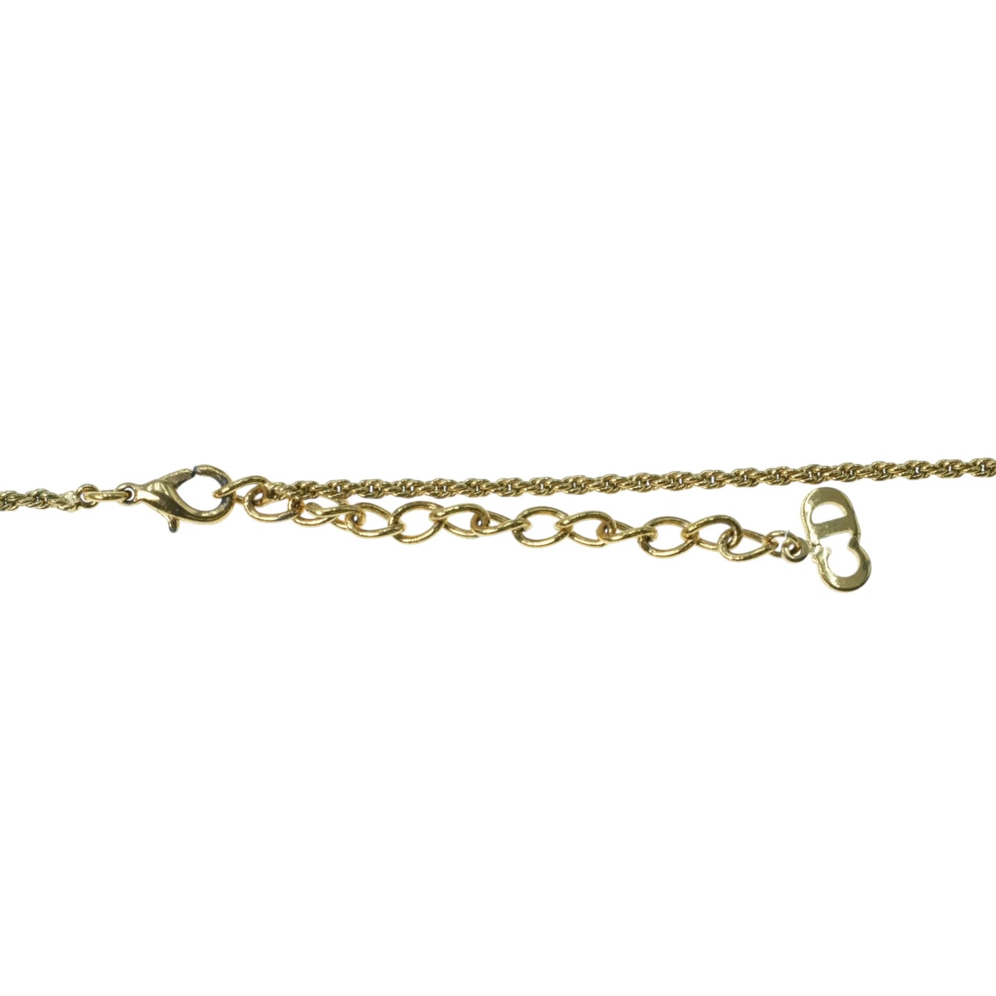 Dior Rhinestone Mini Logo Necklace - Gold Plated